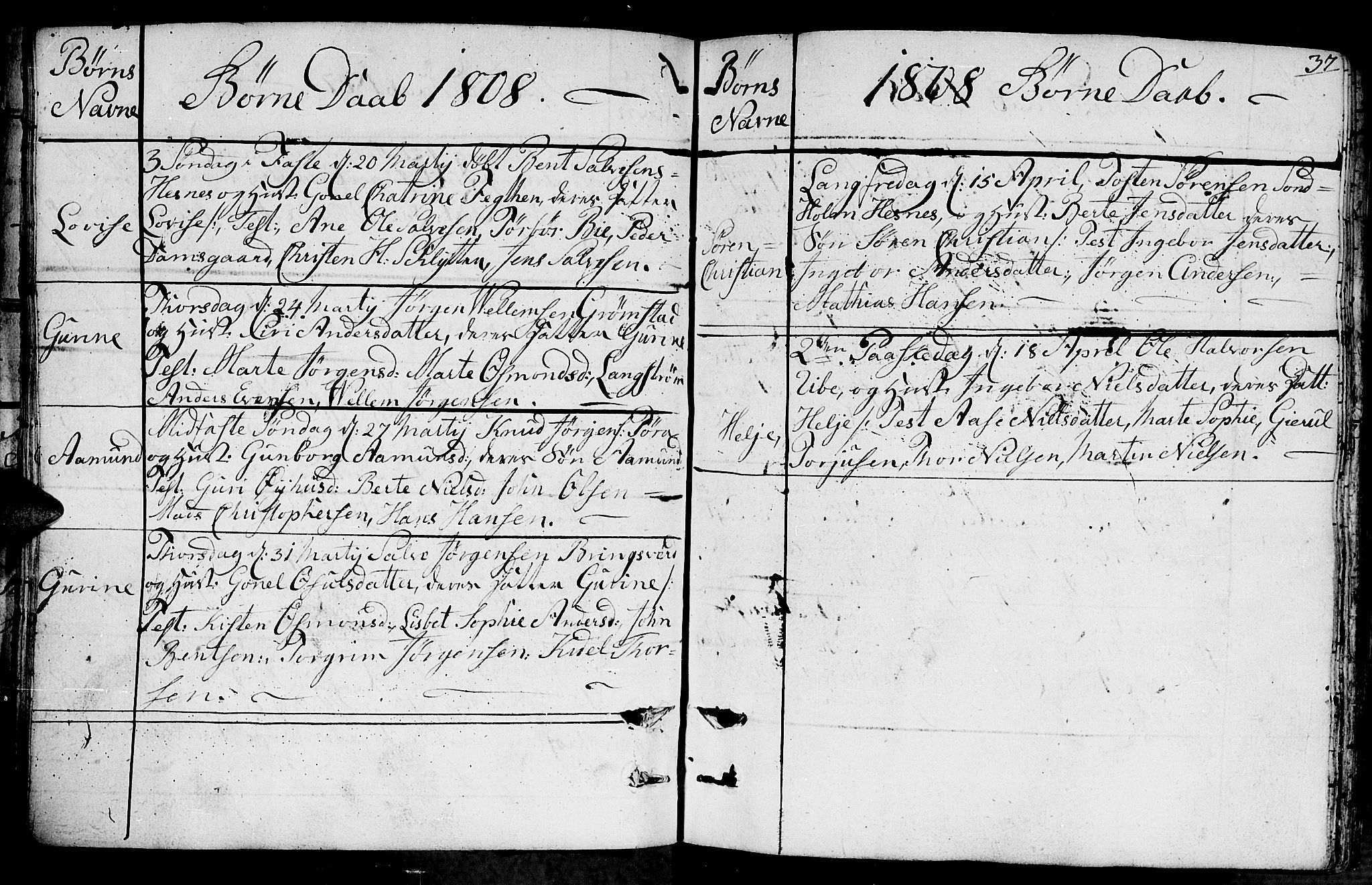 Fjære sokneprestkontor, SAK/1111-0011/F/Fb/L0006: Parish register (copy) no. B 6, 1803-1817, p. 37