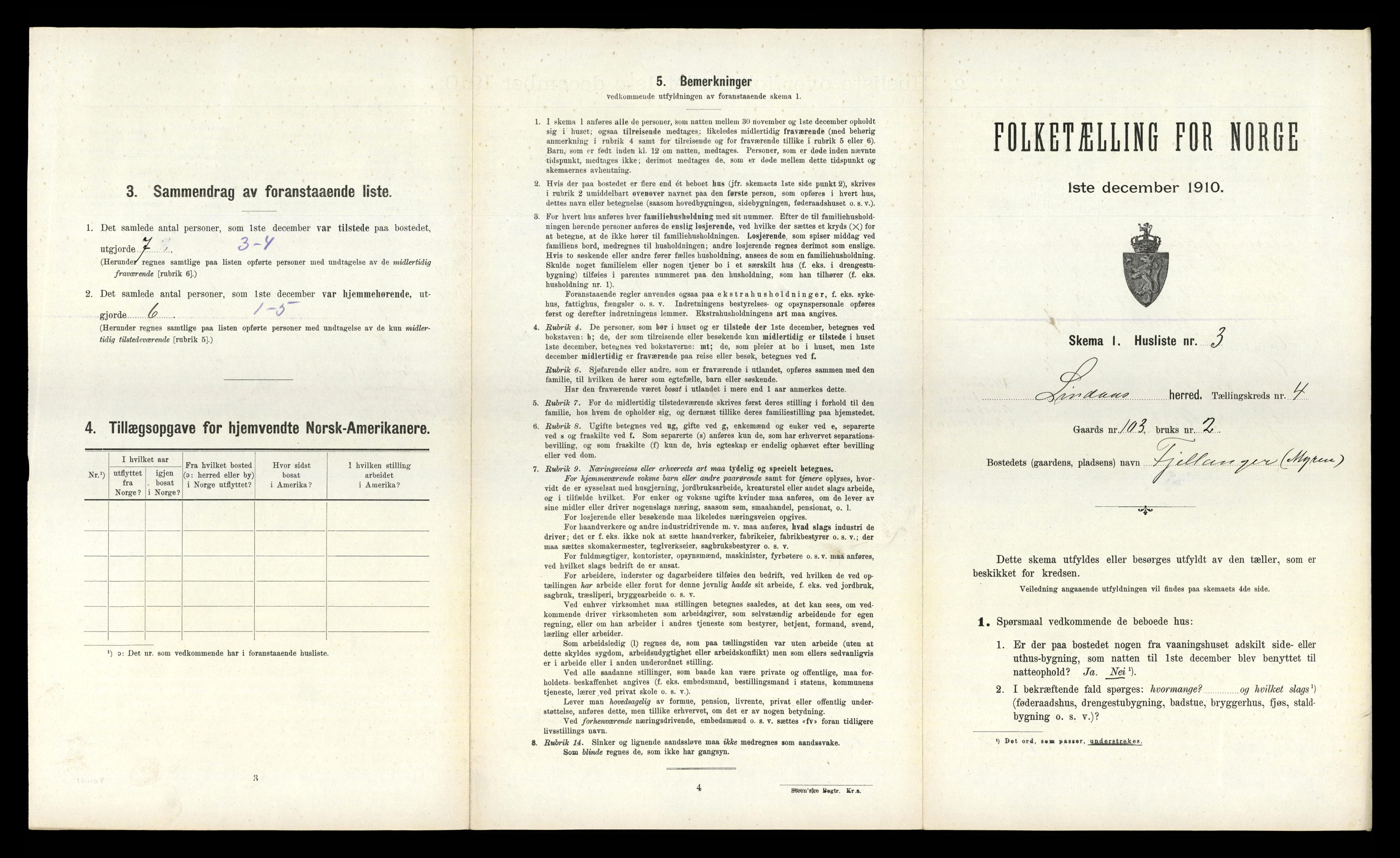 RA, 1910 census for Lindås, 1910, p. 296