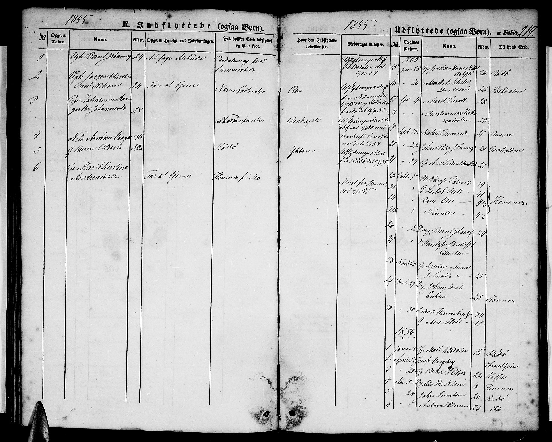 Ministerialprotokoller, klokkerbøker og fødselsregistre - Nordland, AV/SAT-A-1459/827/L0414: Parish register (copy) no. 827C03, 1853-1865, p. 219