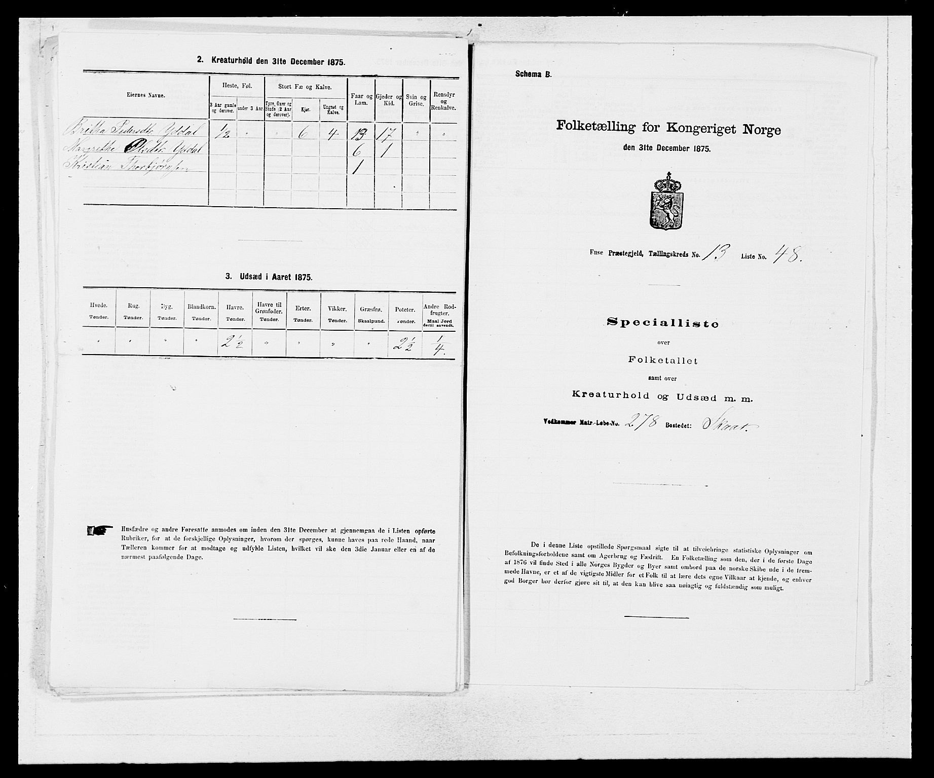 SAB, 1875 census for 1241P Fusa, 1875, p. 1070