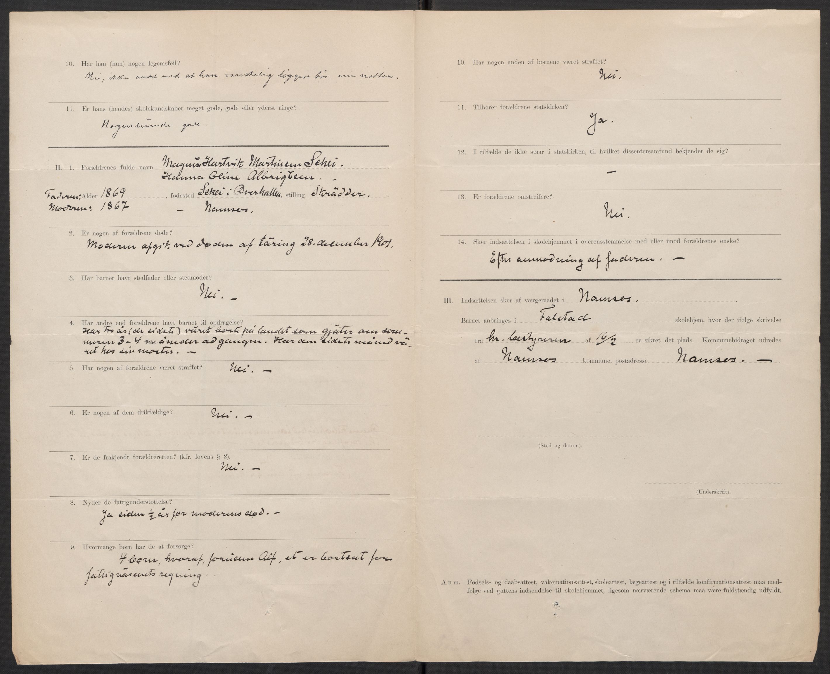 Falstad skolehjem, AV/RA-S-1676/E/Eb/L0007: Elevmapper løpenr. 146-168, 1905-1911, p. 24