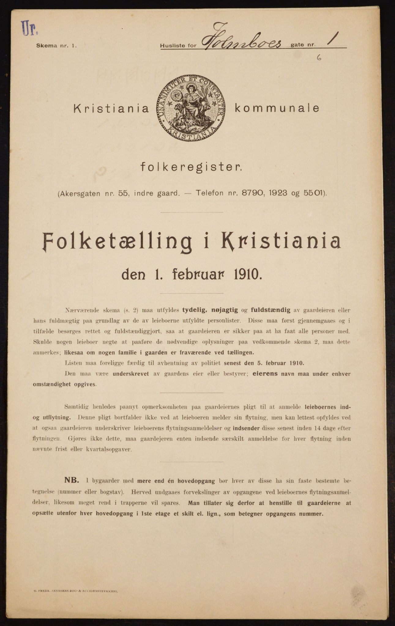 OBA, Municipal Census 1910 for Kristiania, 1910, p. 39985