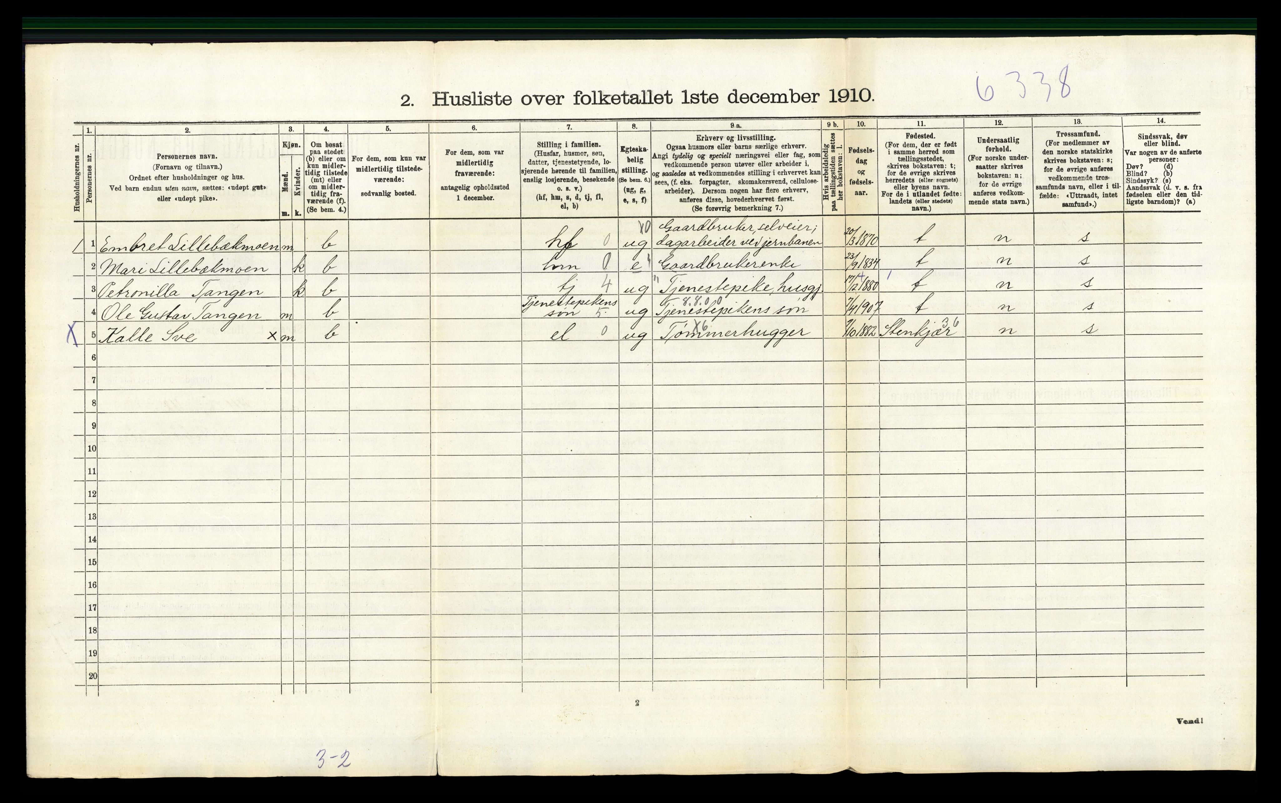 RA, 1910 census for Tynset, 1910, p. 298