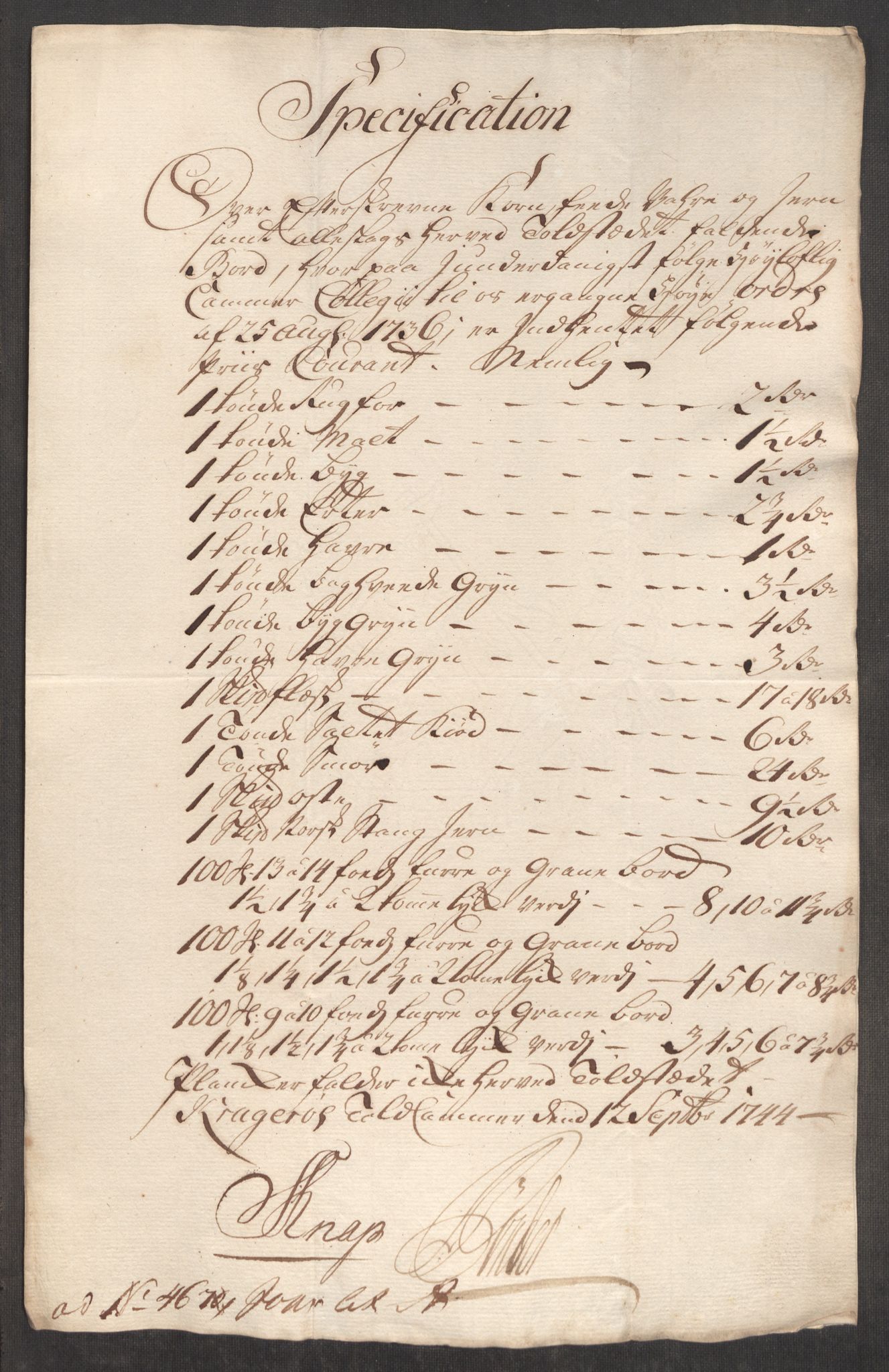 Rentekammeret inntil 1814, Realistisk ordnet avdeling, RA/EA-4070/Oe/L0002: [Ø1]: Priskuranter, 1740-1744, p. 951