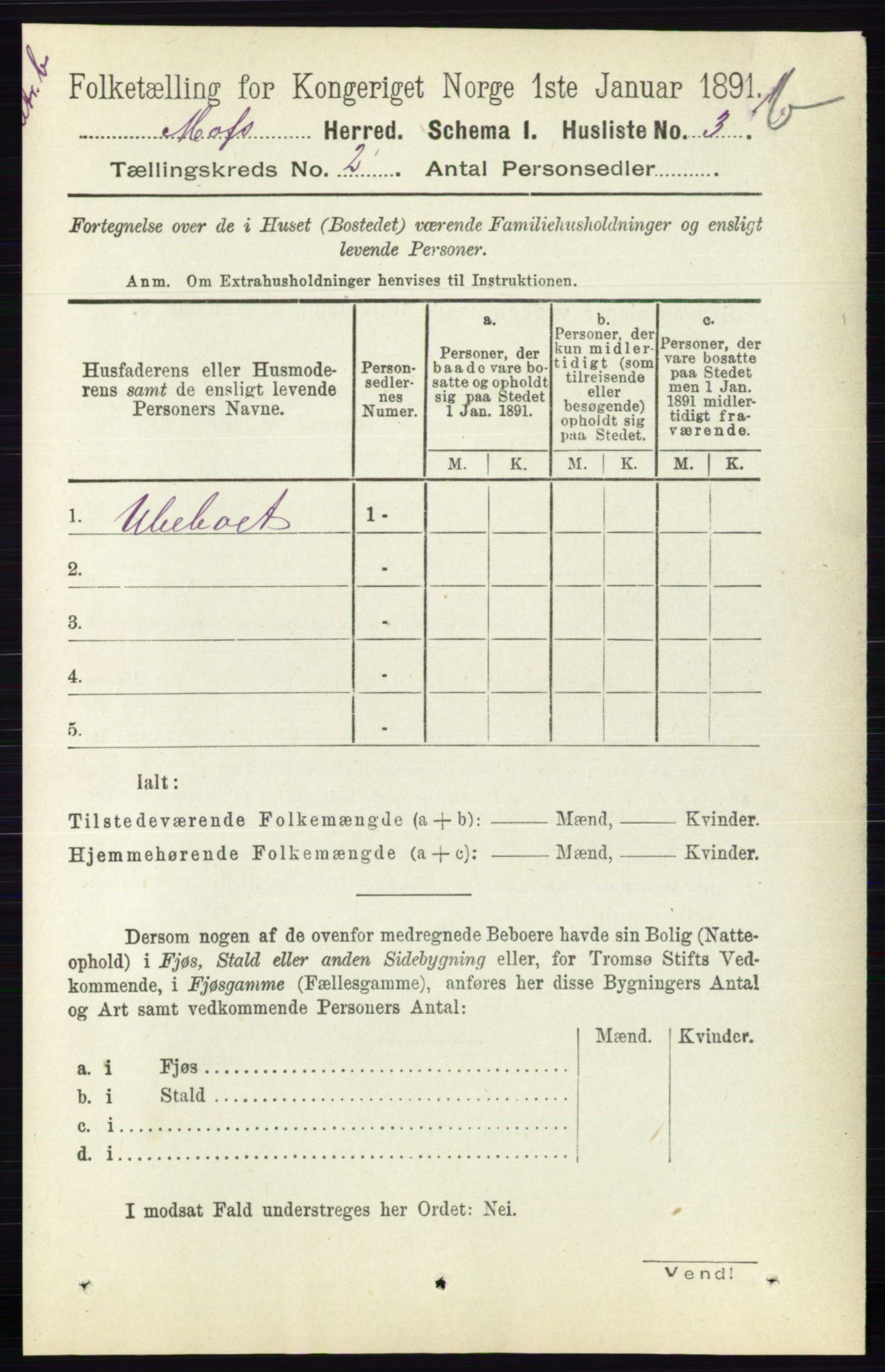 RA, 1891 Census for 0194 Moss, 1891, p. 811