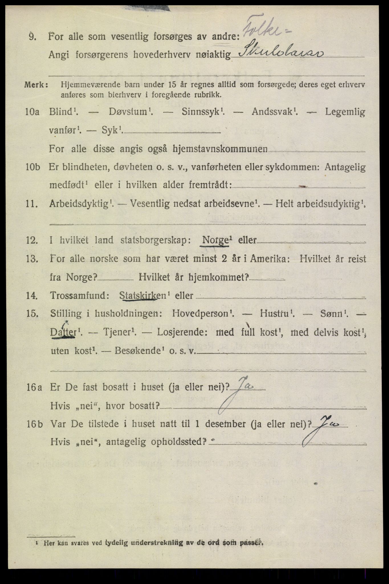 SAK, 1920 census for Mykland, 1920, p. 695