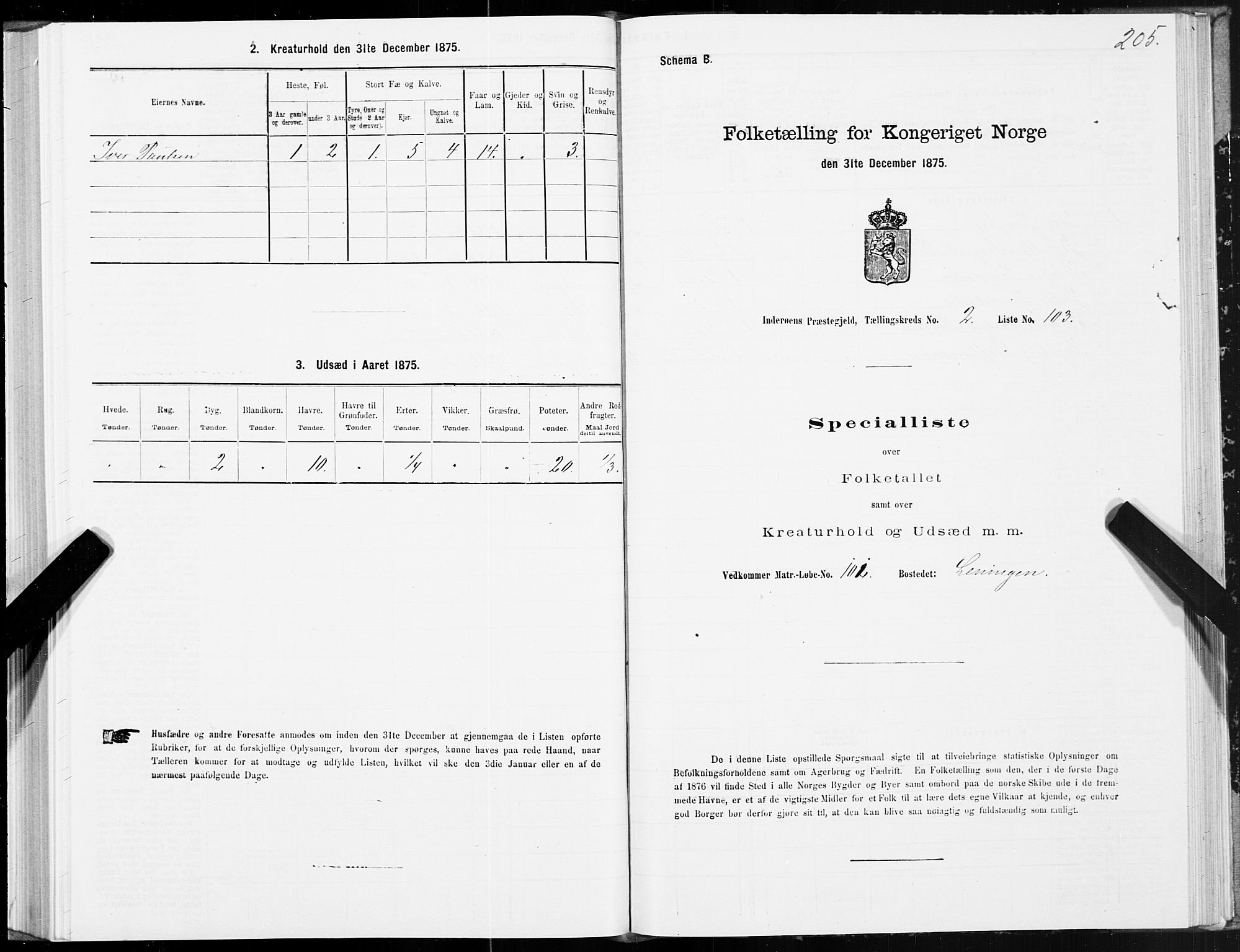 SAT, 1875 census for 1729P Inderøy, 1875, p. 2205