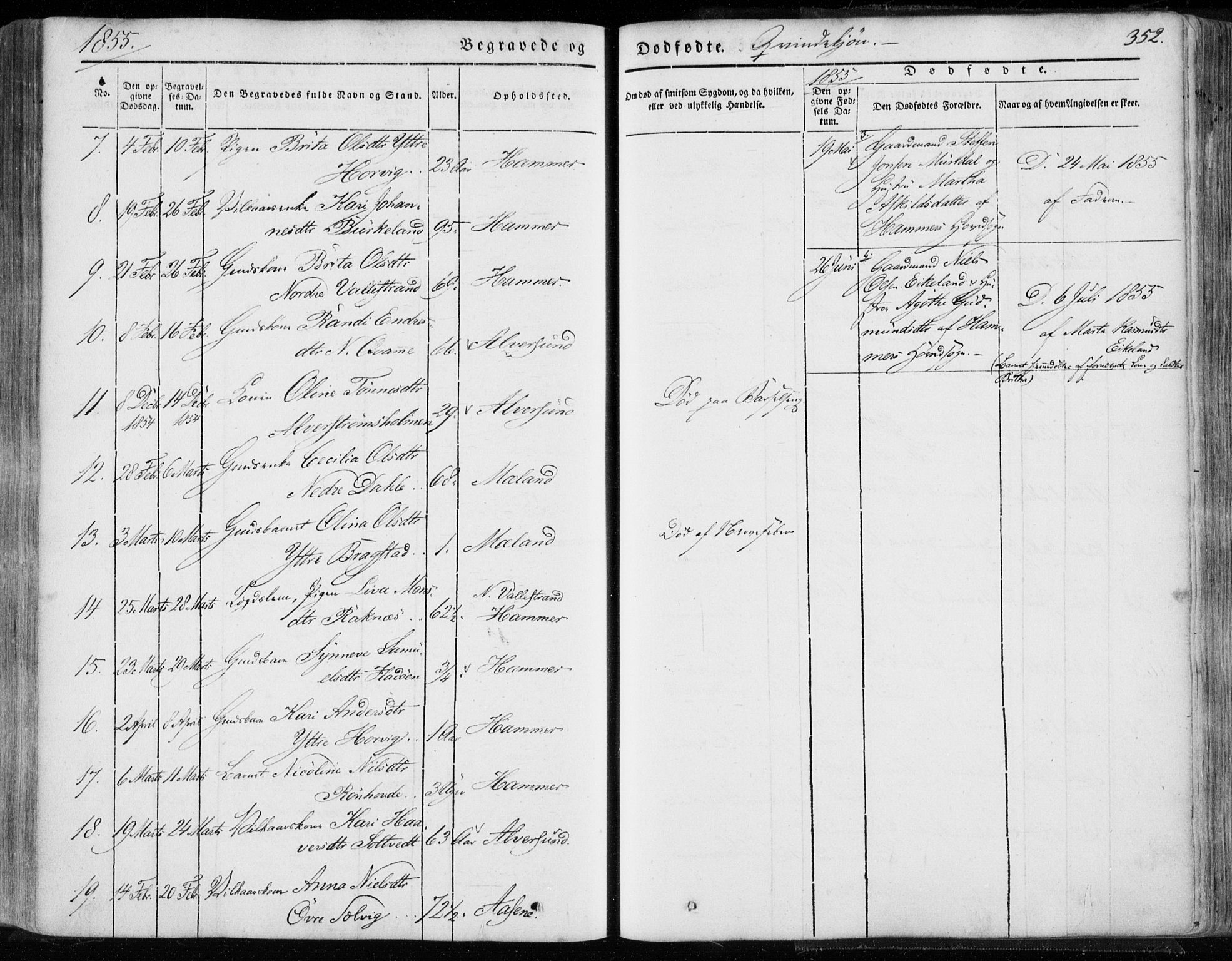 Hamre sokneprestembete, AV/SAB-A-75501/H/Ha/Haa/Haaa/L0013: Parish register (official) no. A 13, 1846-1857, p. 352