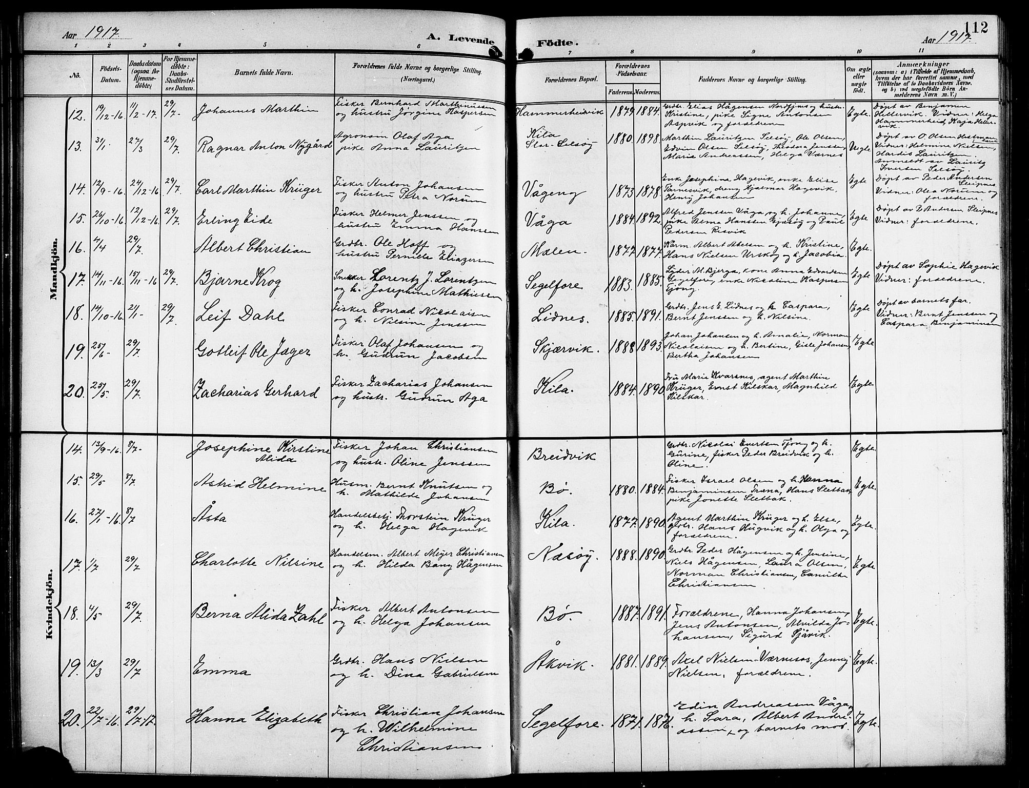 Ministerialprotokoller, klokkerbøker og fødselsregistre - Nordland, AV/SAT-A-1459/841/L0621: Parish register (copy) no. 841C05, 1897-1923, p. 112