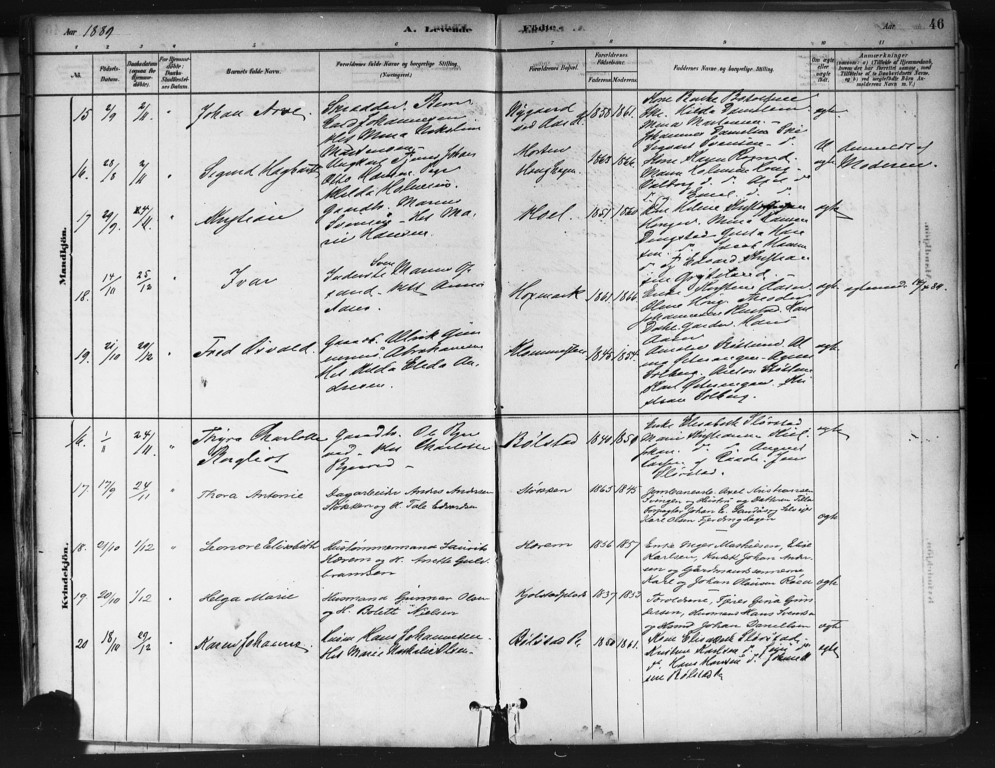 Ås prestekontor Kirkebøker, SAO/A-10894/F/Fa/L0009: Parish register (official) no. I 9, 1881-1900, p. 46