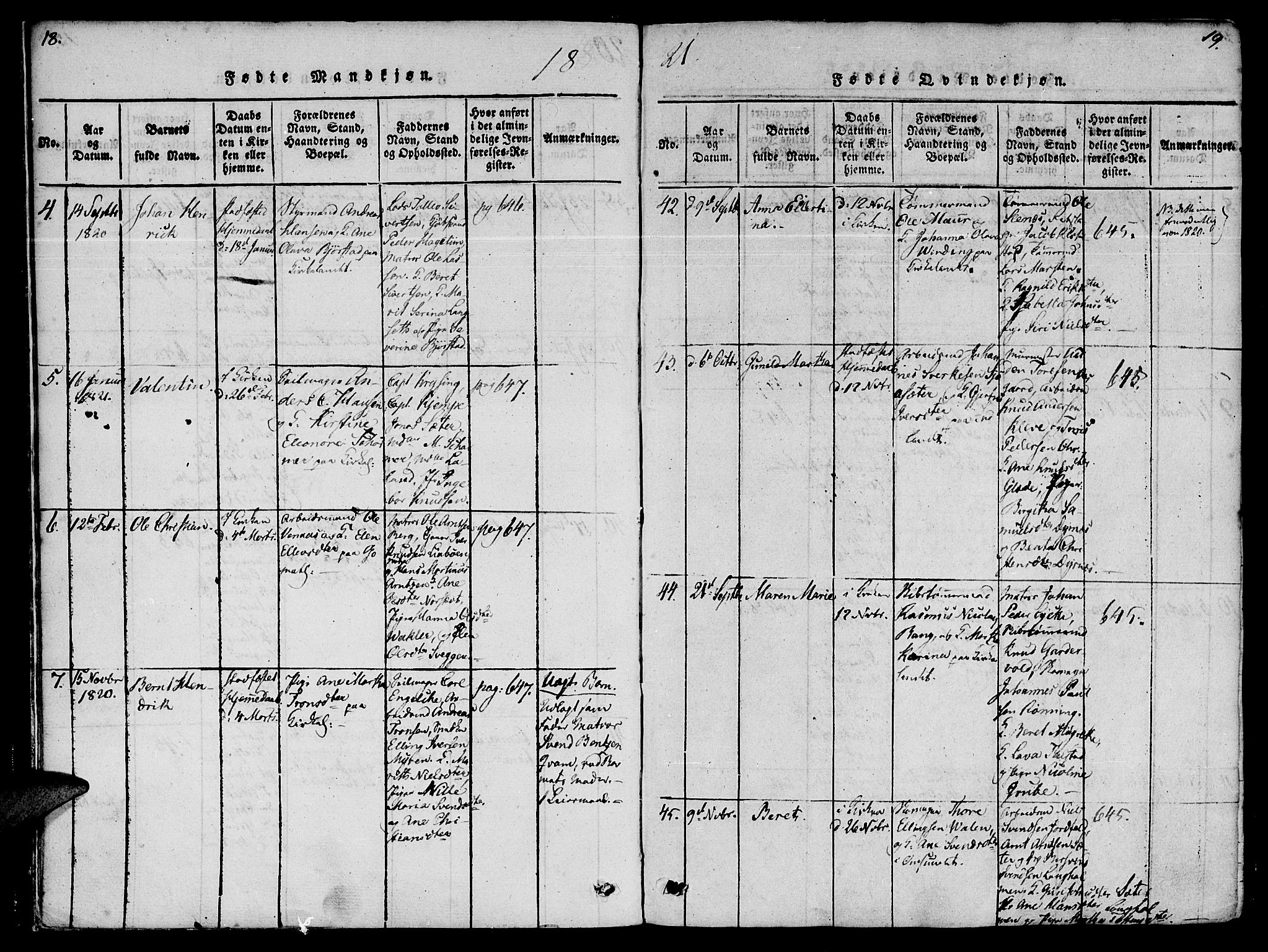 Ministerialprotokoller, klokkerbøker og fødselsregistre - Møre og Romsdal, AV/SAT-A-1454/572/L0842: Parish register (official) no. 572A05, 1819-1832, p. 18-19