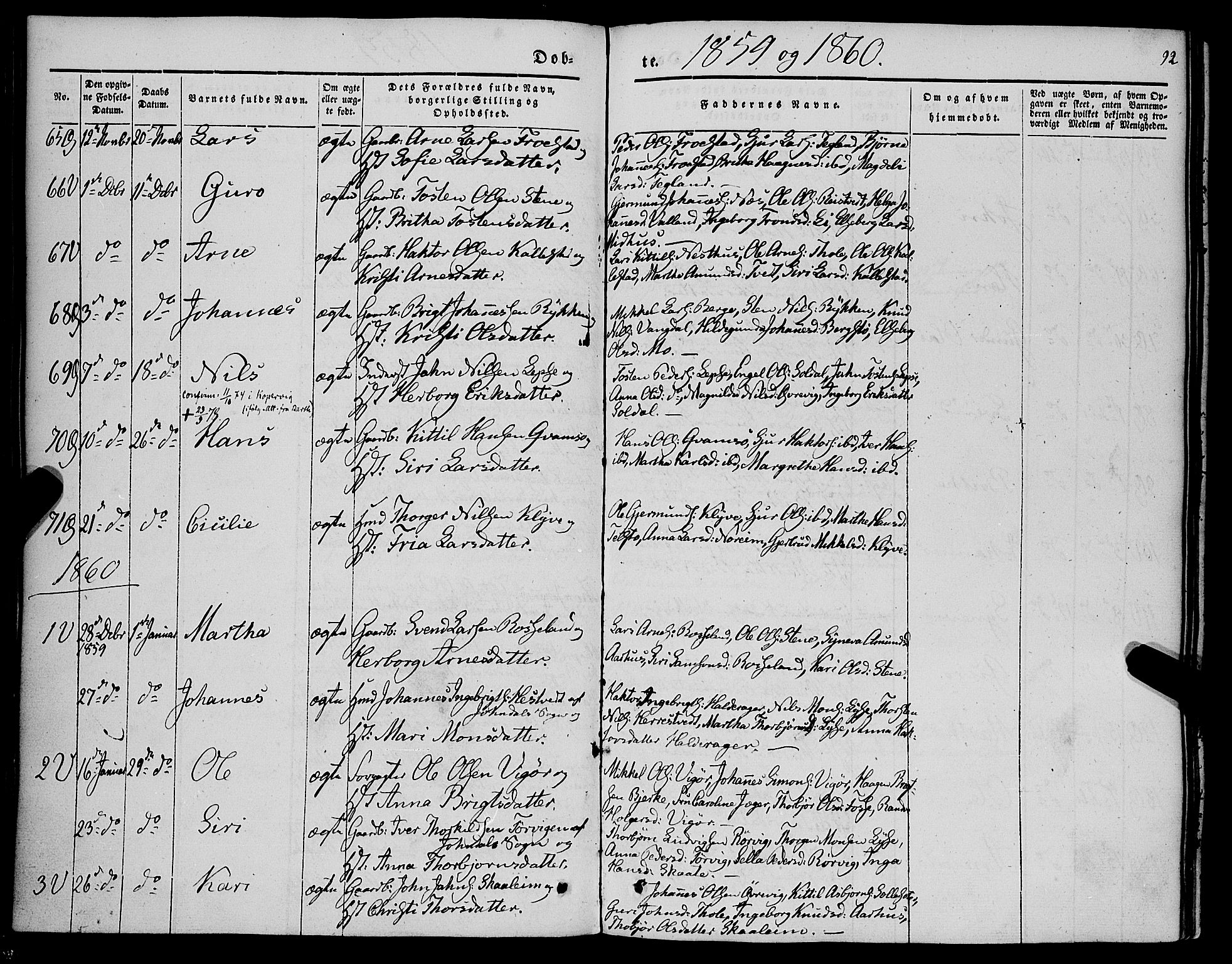 Kvam sokneprestembete, AV/SAB-A-76201/H/Haa: Parish register (official) no. A 8, 1844-1863, p. 92