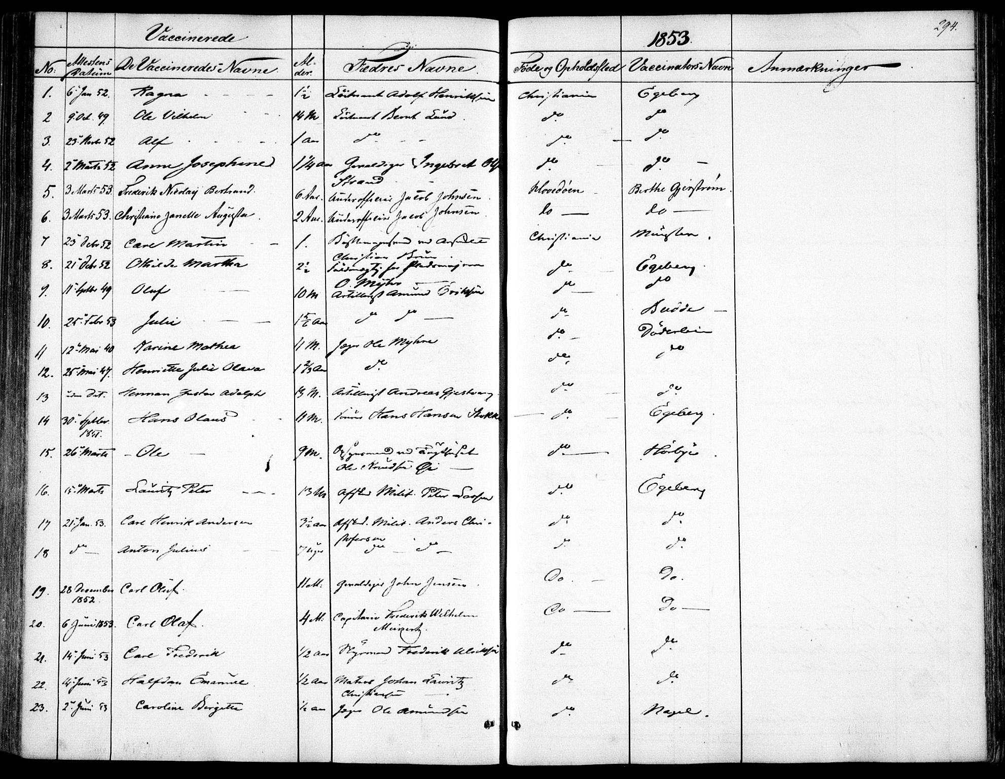 Garnisonsmenigheten Kirkebøker, SAO/A-10846/F/Fa/L0009: Parish register (official) no. 9, 1842-1859, p. 294