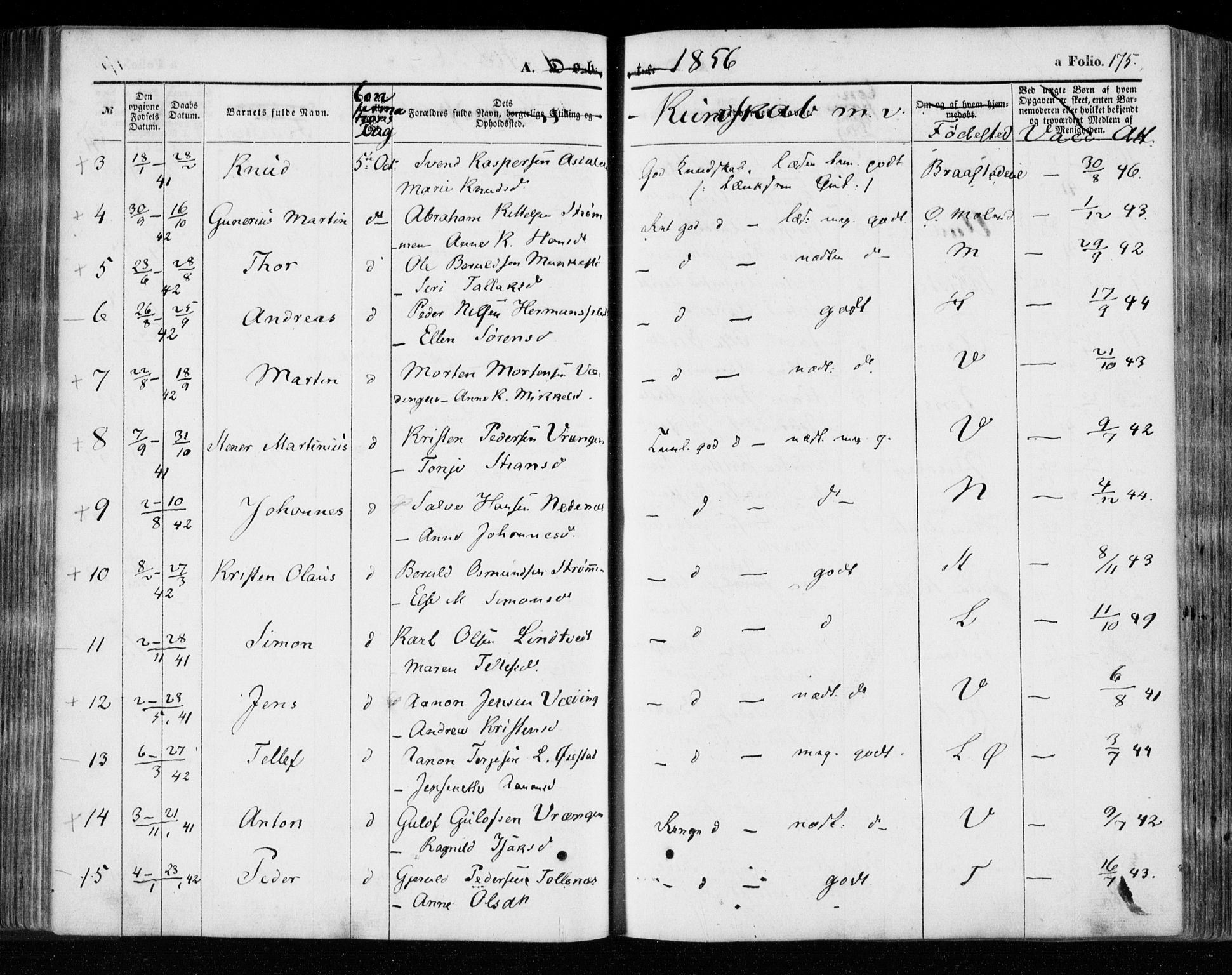Øyestad sokneprestkontor, SAK/1111-0049/F/Fa/L0014: Parish register (official) no. A 14, 1843-1856, p. 175