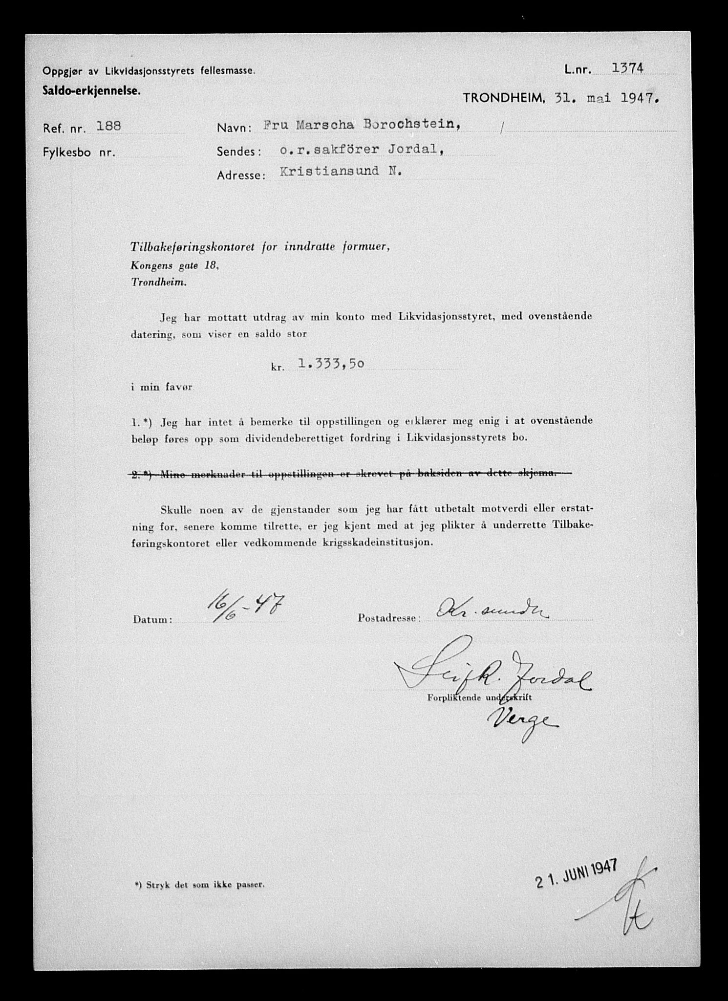 Justisdepartementet, Tilbakeføringskontoret for inndratte formuer, AV/RA-S-1564/H/Hc/Hcb/L0910: --, 1945-1947, p. 410