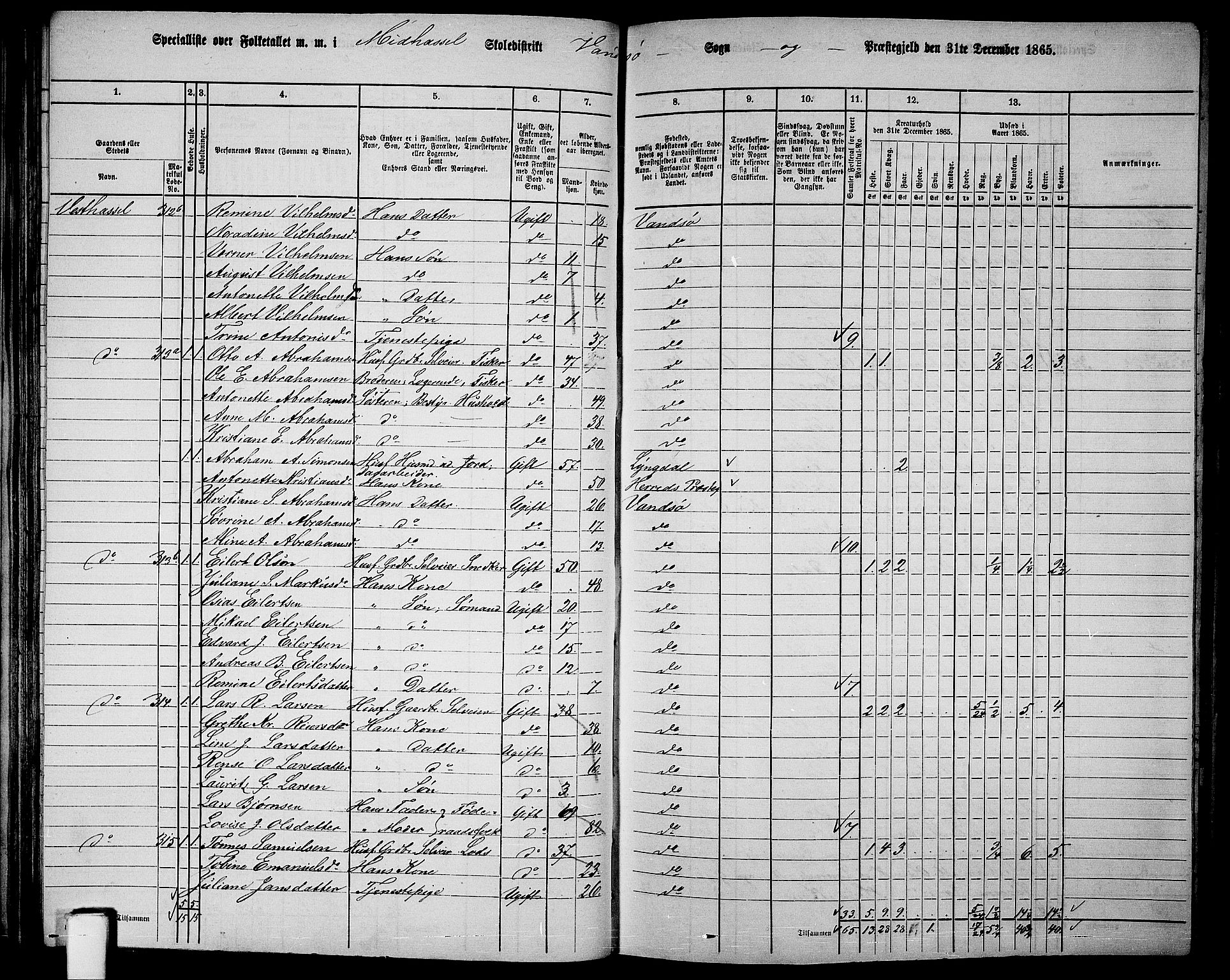 RA, 1865 census for Vanse/Vanse og Farsund, 1865, p. 99