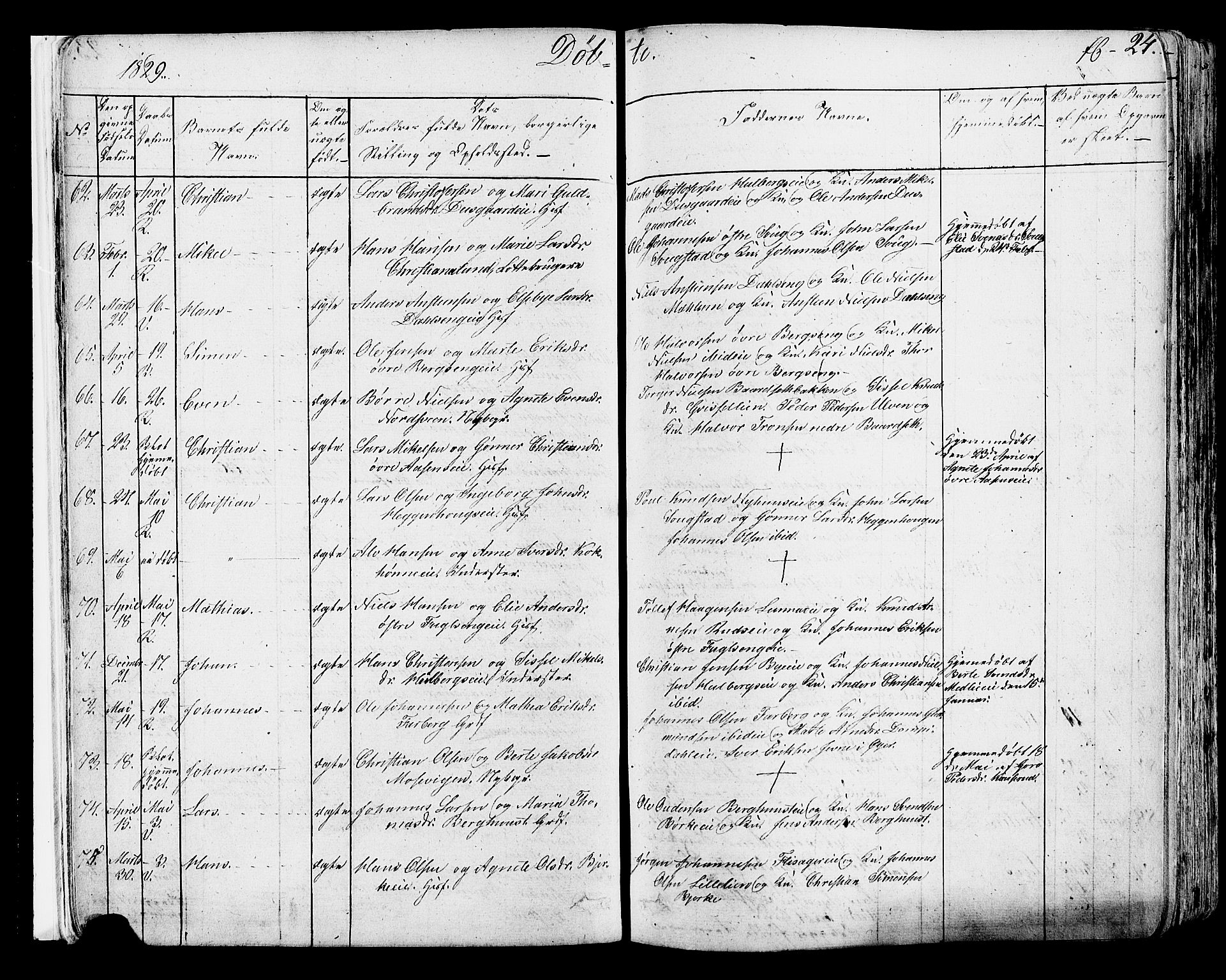 Ringsaker prestekontor, AV/SAH-PREST-014/K/Ka/L0007: Parish register (official) no. 7A, 1826-1837, p. 24