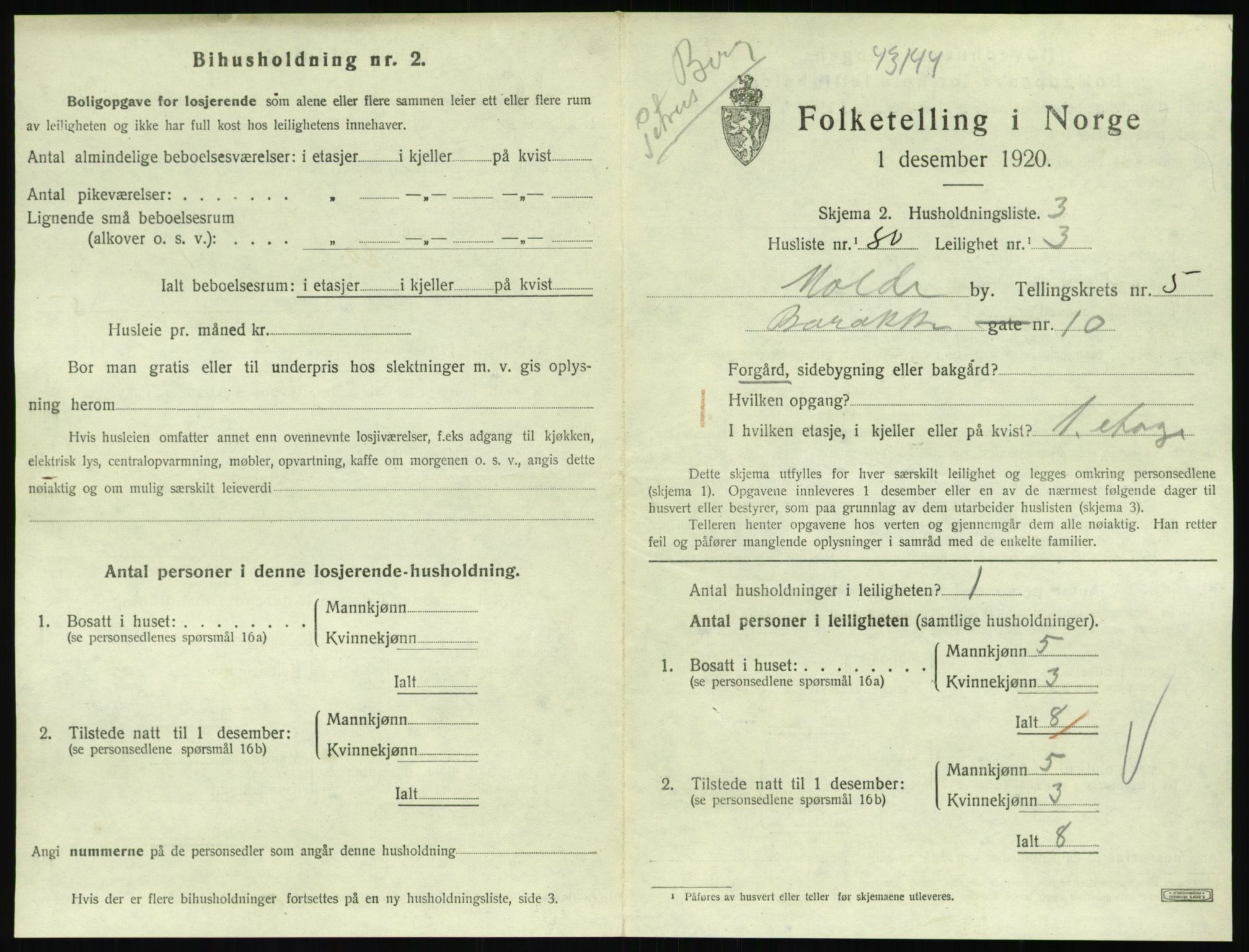 SAT, 1920 census for Molde, 1920, p. 2067