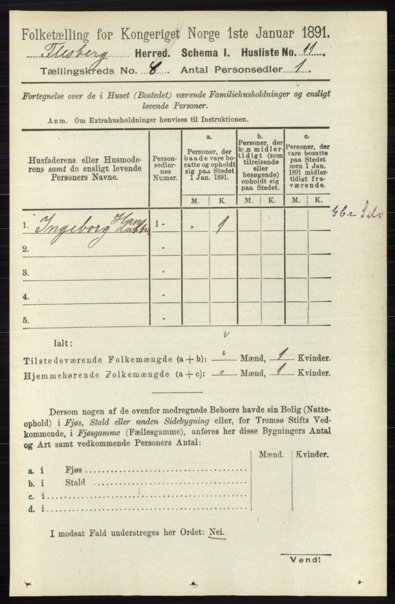RA, 1891 census for 0631 Flesberg, 1891, p. 1346