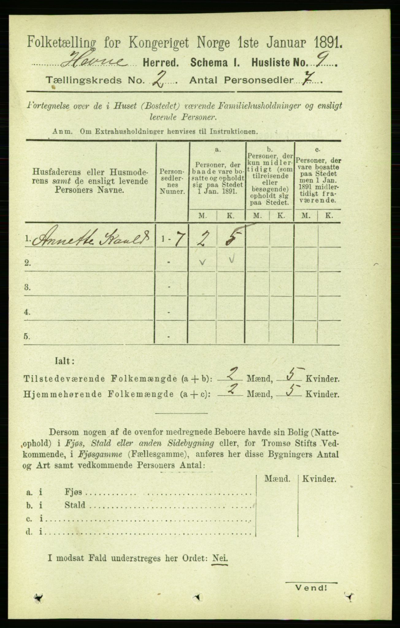 RA, 1891 census for 1612 Hemne, 1891, p. 630