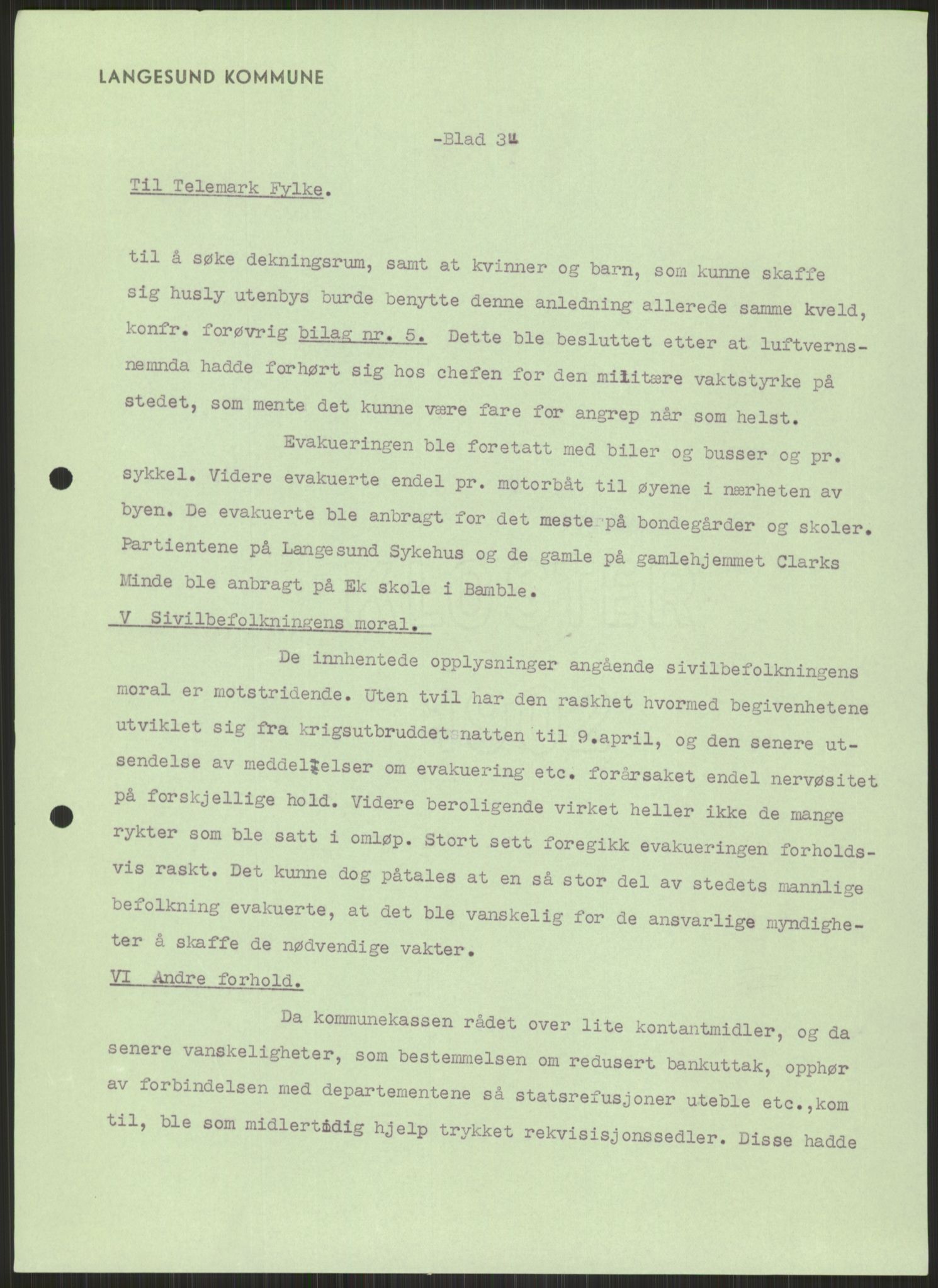 Forsvaret, Forsvarets krigshistoriske avdeling, AV/RA-RAFA-2017/Y/Ya/L0014: II-C-11-31 - Fylkesmenn.  Rapporter om krigsbegivenhetene 1940., 1940, p. 662