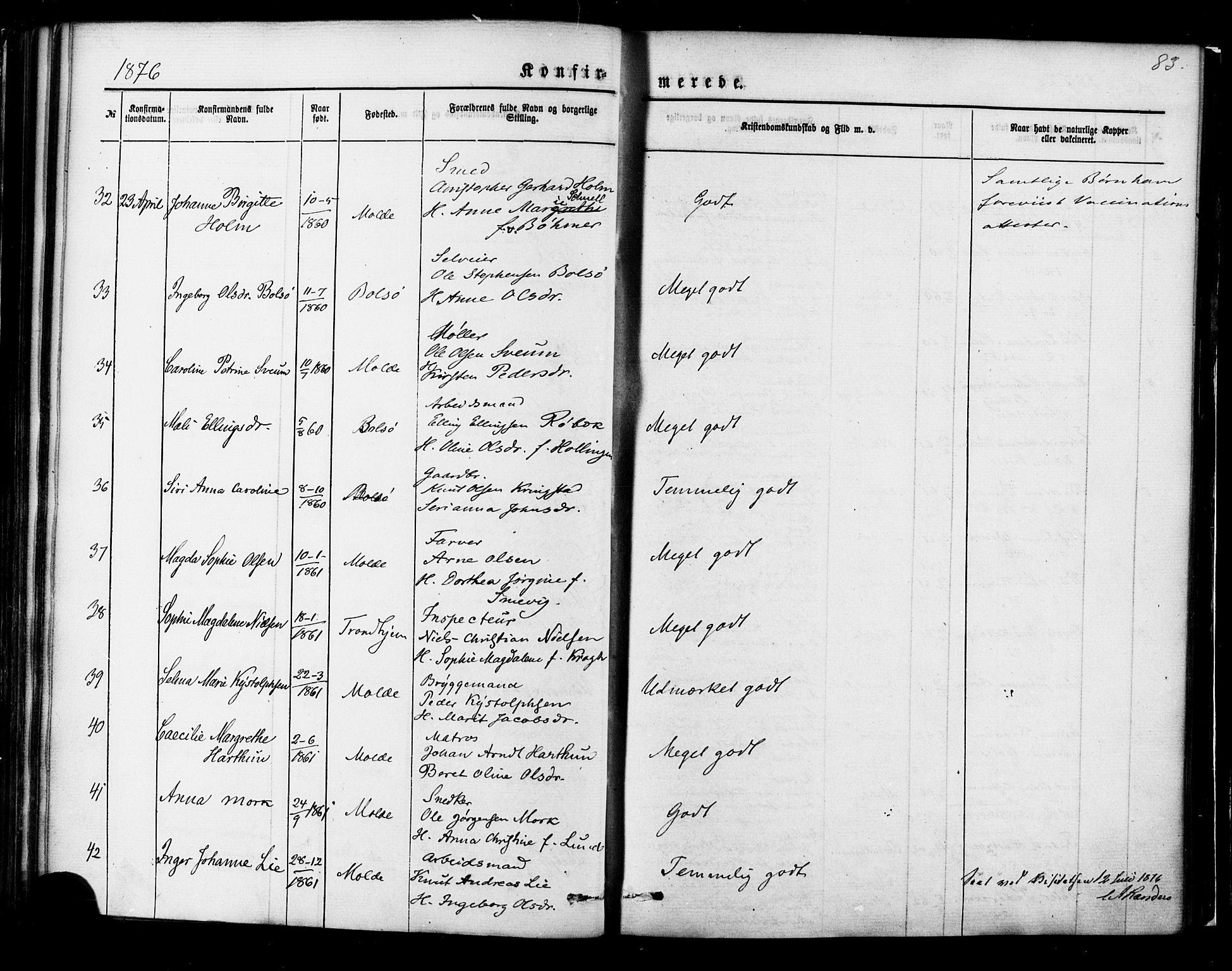 Ministerialprotokoller, klokkerbøker og fødselsregistre - Møre og Romsdal, AV/SAT-A-1454/558/L0691: Parish register (official) no. 558A05, 1873-1886, p. 83