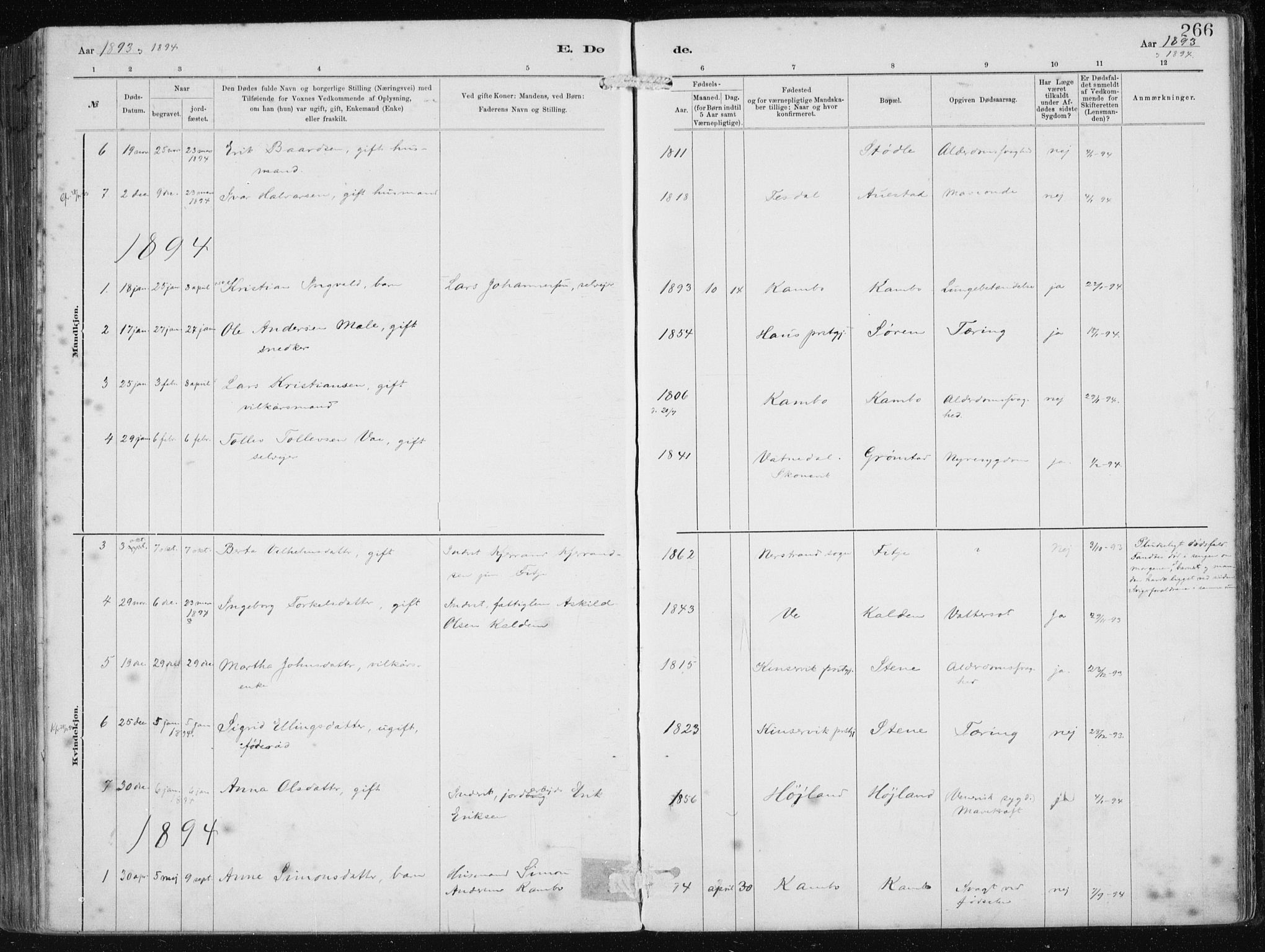 Etne sokneprestembete, SAB/A-75001/H/Haa: Parish register (official) no. B  1, 1879-1919, p. 266