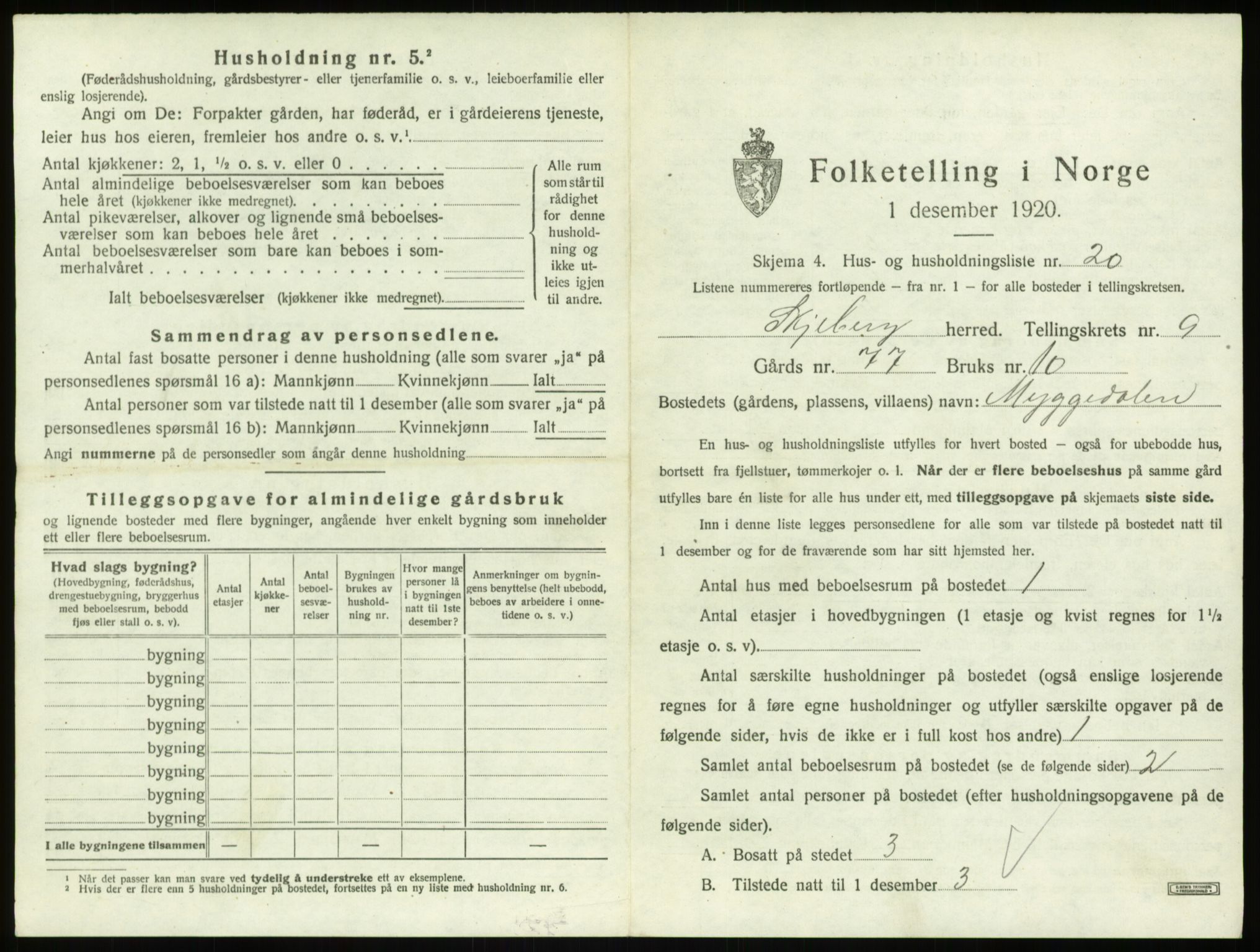 SAO, 1920 census for Skjeberg, 1920, p. 1339