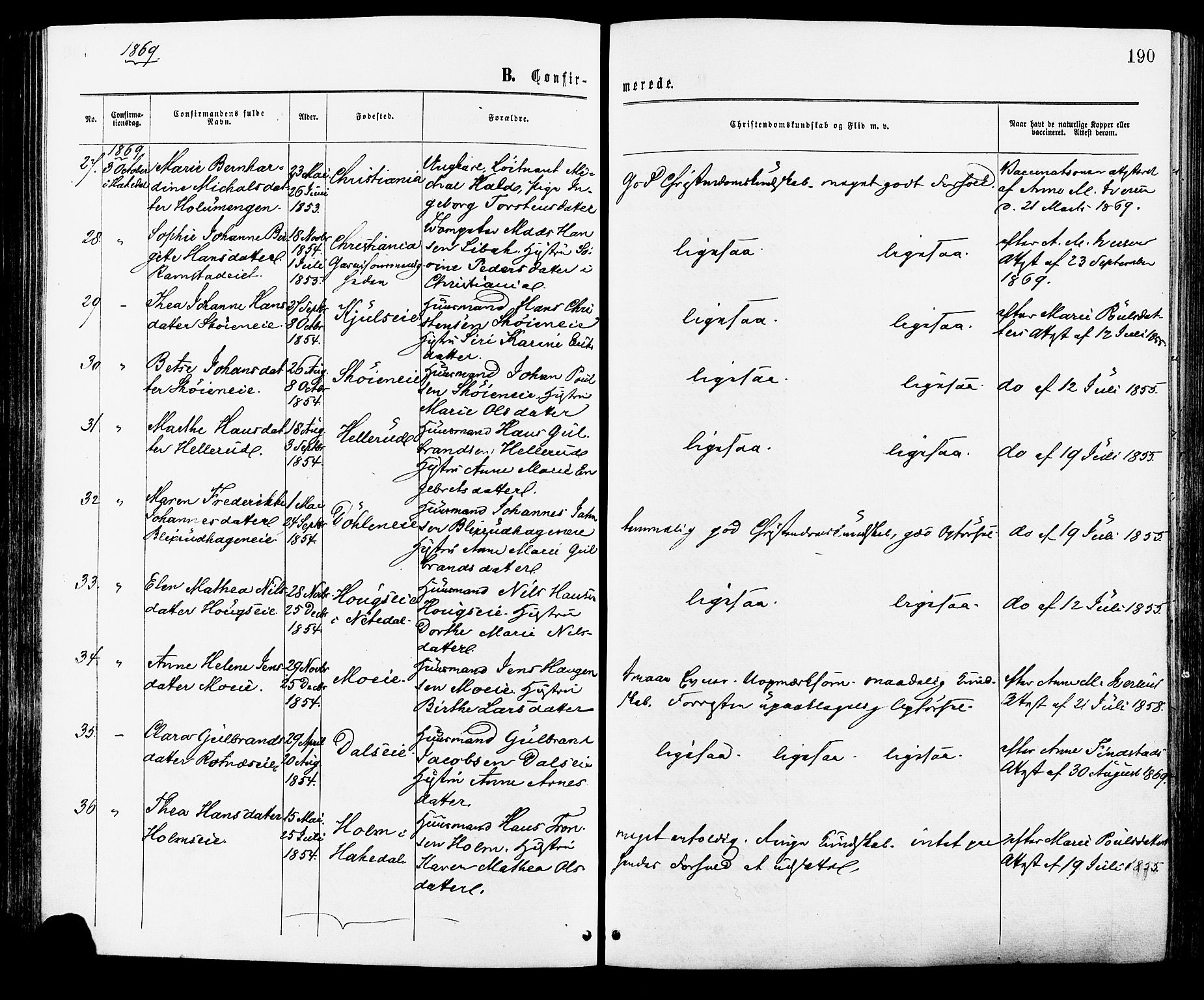 Nittedal prestekontor Kirkebøker, AV/SAO-A-10365a/F/Fa/L0006: Parish register (official) no. I 6, 1863-1878, p. 190