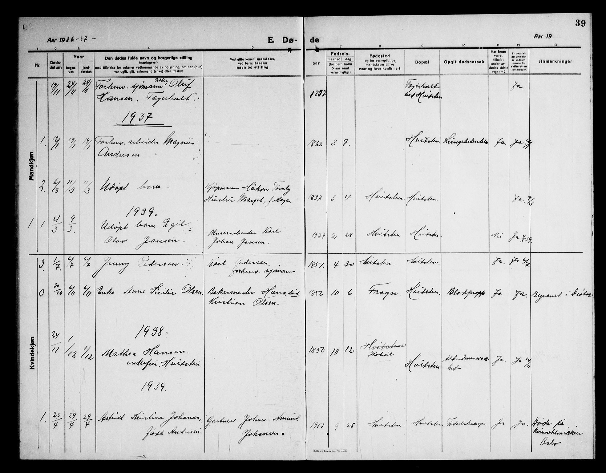 Vestby prestekontor Kirkebøker, SAO/A-10893/G/Gc/L0001: Parish register (copy) no. III 1, 1917-1945, p. 39