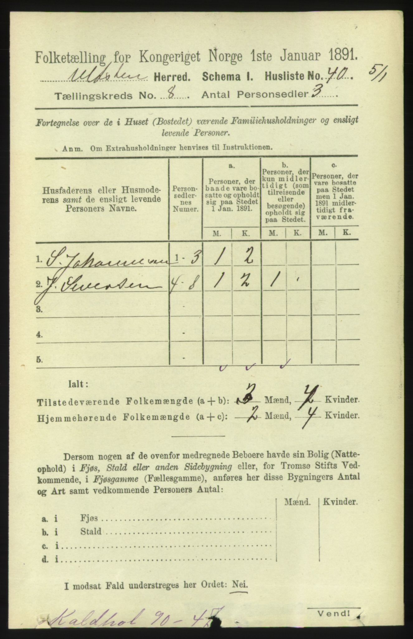 RA, 1891 census for 1516 Ulstein, 1891, p. 2559