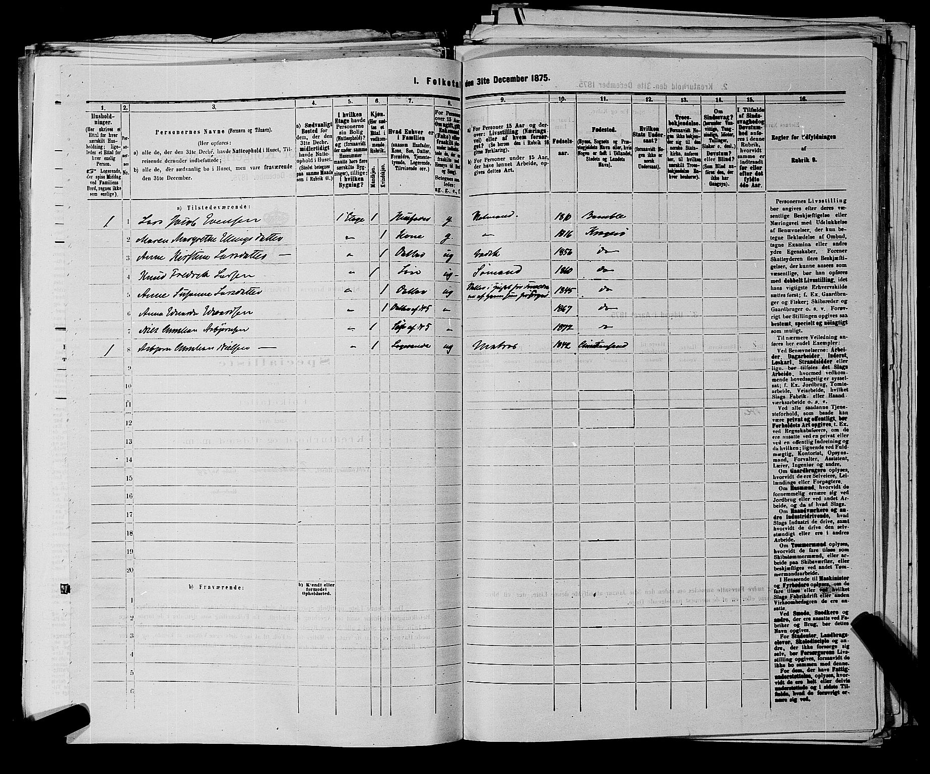 SAKO, 1875 census for 0801P Kragerø, 1875, p. 1287