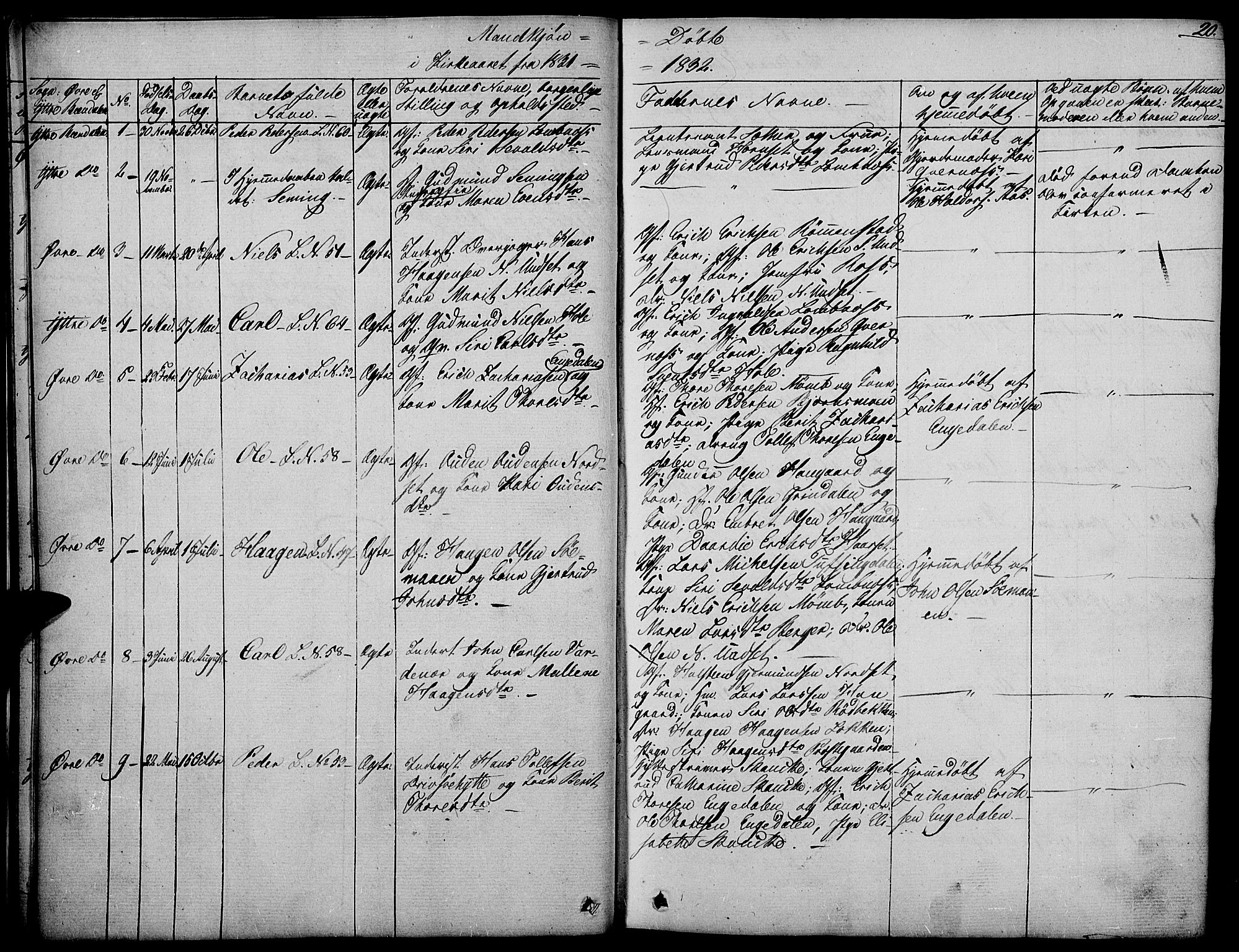 Rendalen prestekontor, SAH/PREST-054/H/Ha/Haa/L0004: Parish register (official) no. 4, 1829-1852, p. 20
