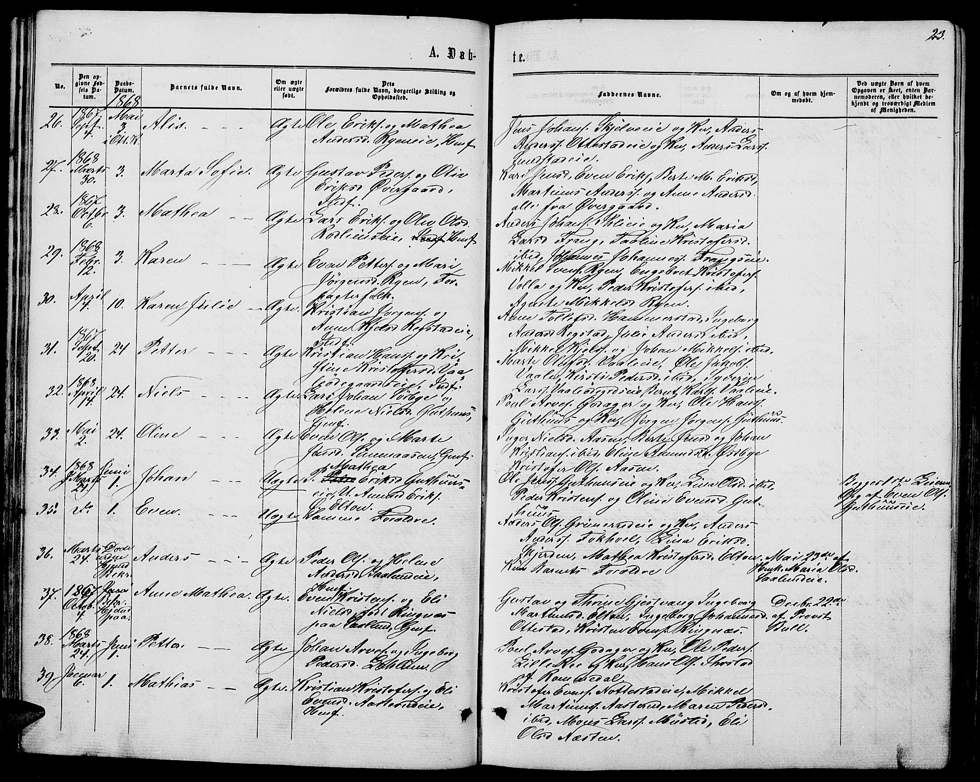 Stange prestekontor, AV/SAH-PREST-002/L/L0006: Parish register (copy) no. 6, 1864-1882, p. 23