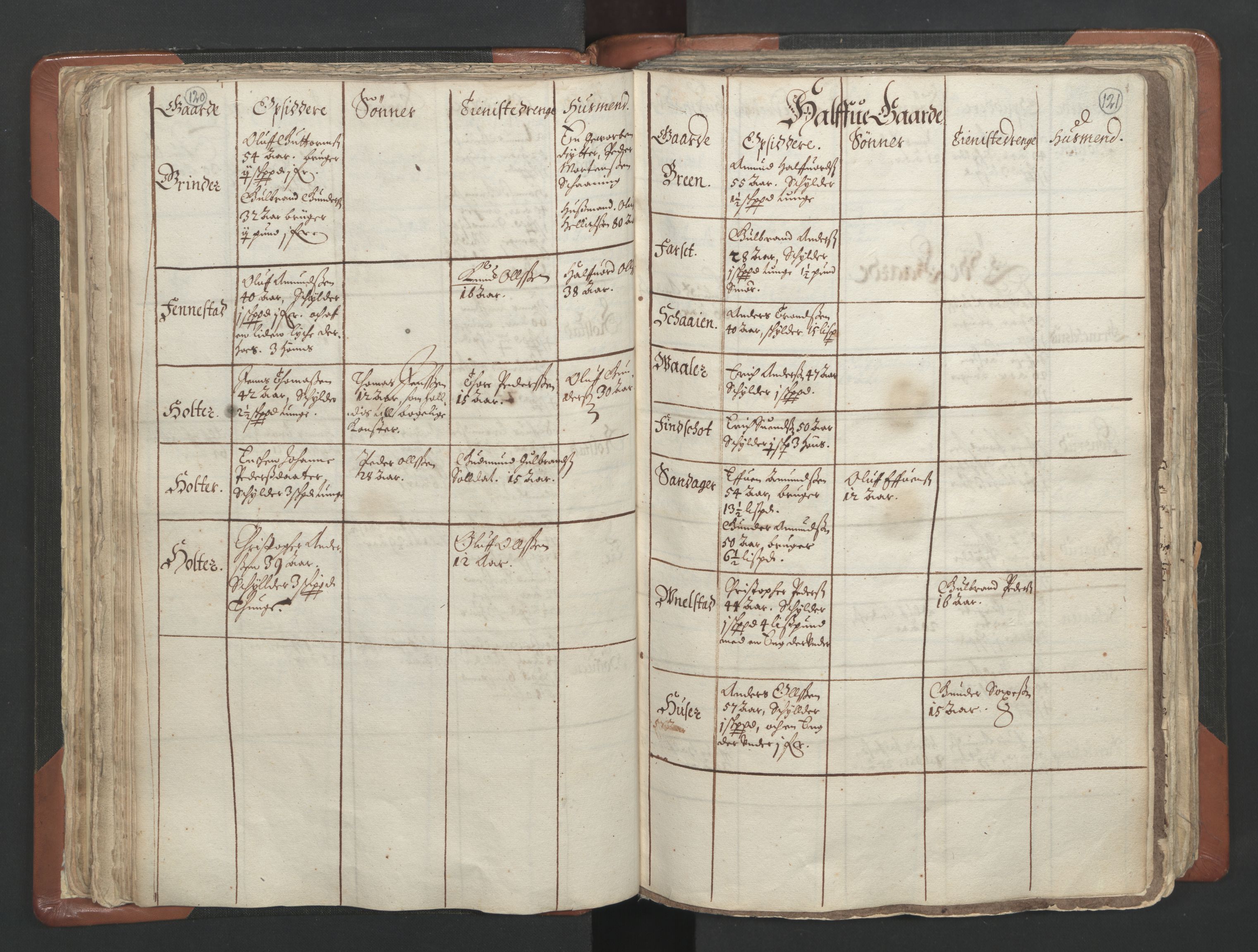 RA, Vicar's Census 1664-1666, no. 4: Øvre Romerike deanery, 1664-1666, p. 120-121