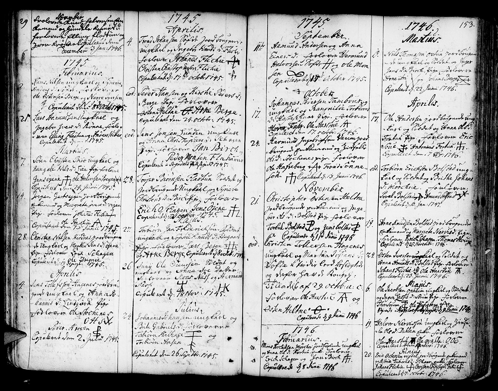 Luster sokneprestembete, SAB/A-81101/H/Haa/Haaa/L0001: Parish register (official) no. A 1, 1731-1803, p. 153