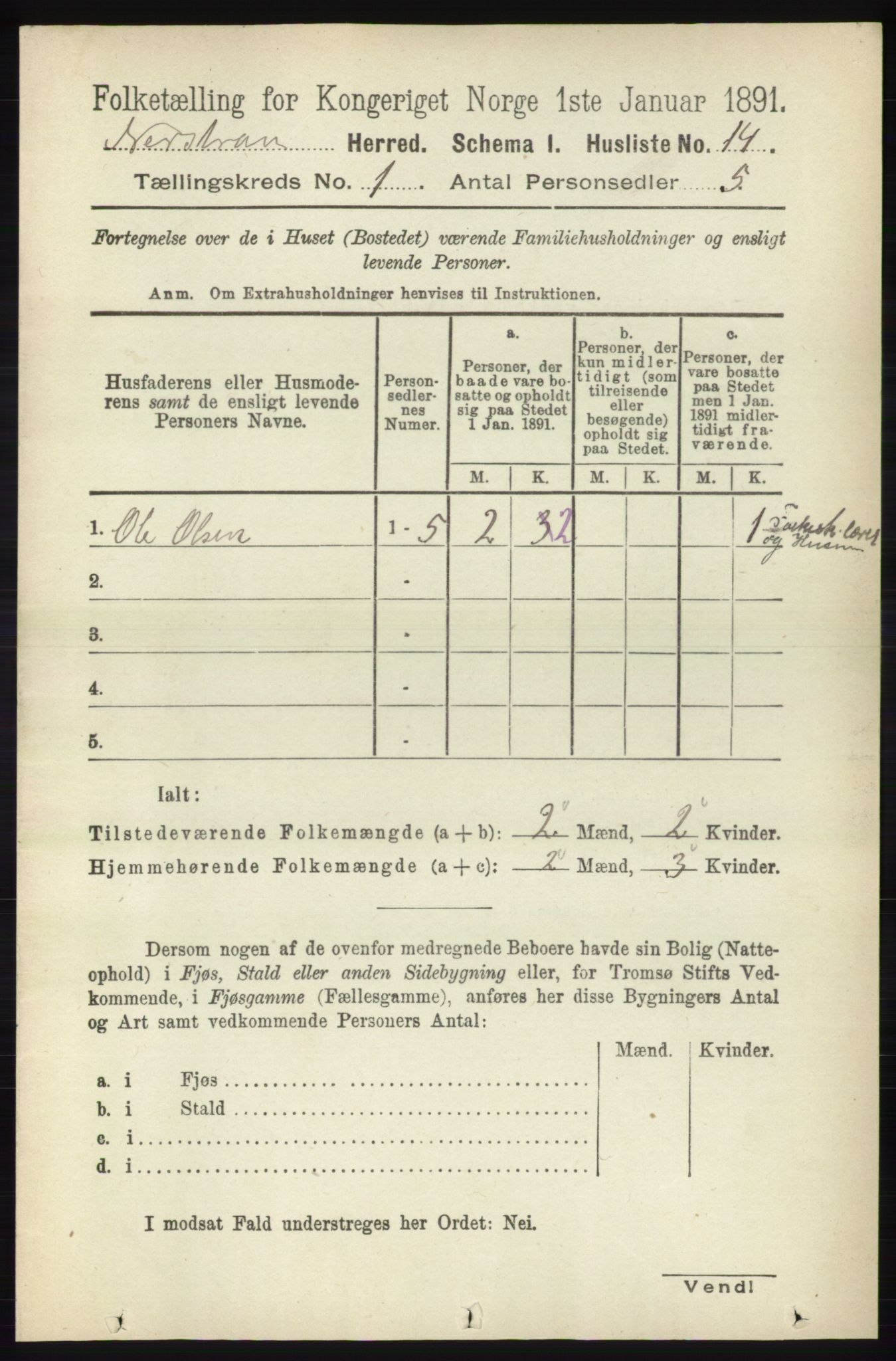 RA, 1891 census for 1139 Nedstrand, 1891, p. 40