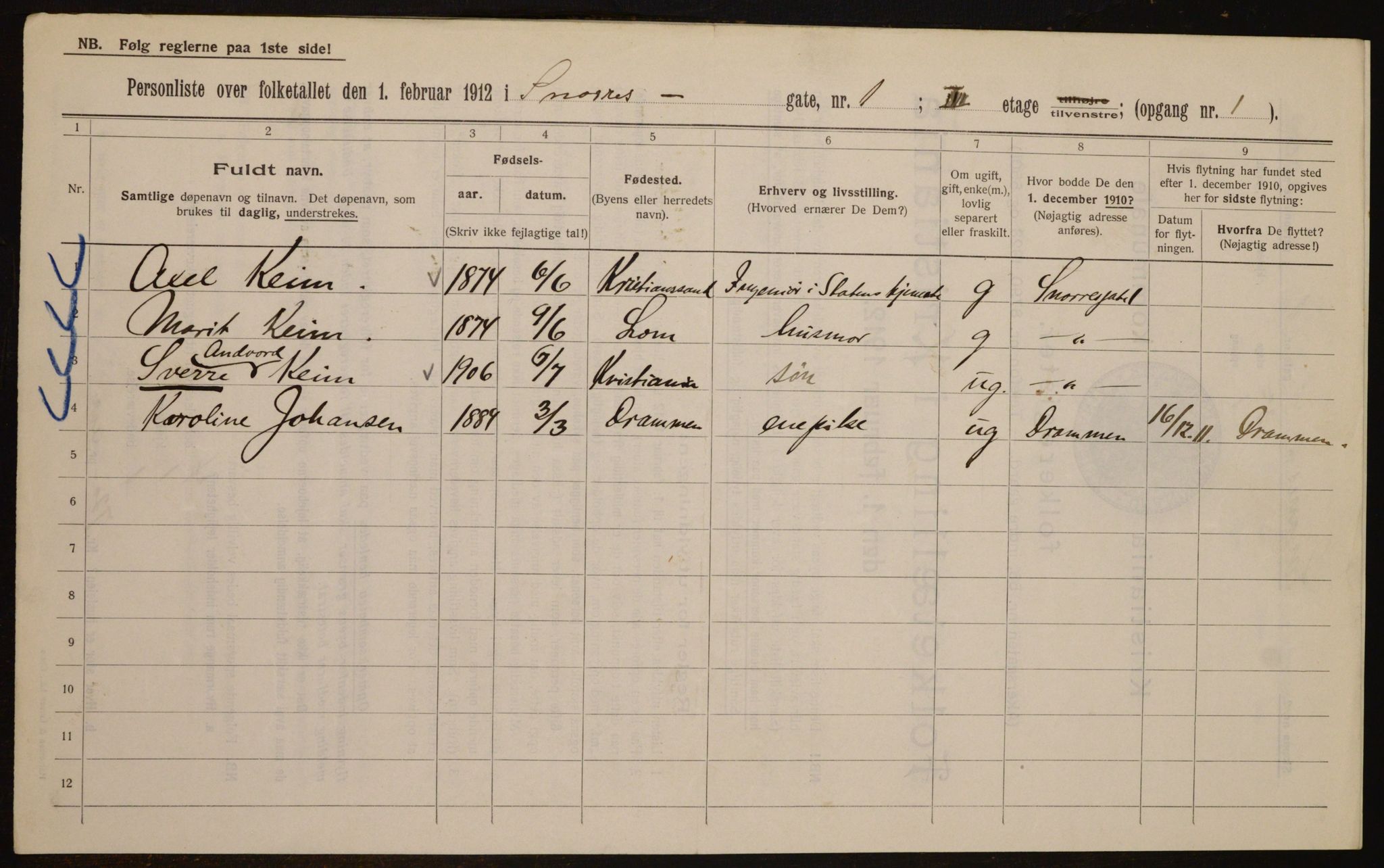 OBA, Municipal Census 1912 for Kristiania, 1912, p. 98422