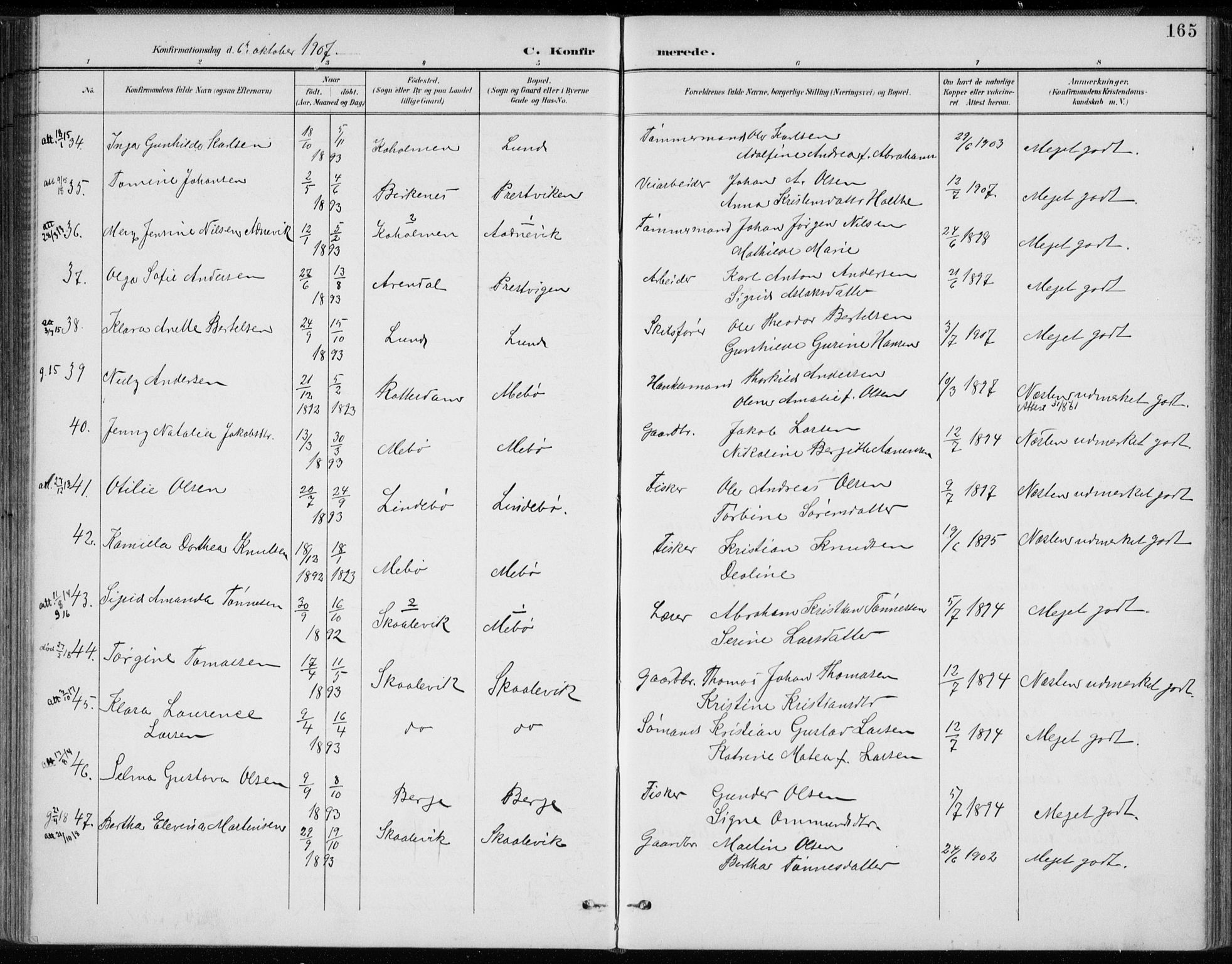 Oddernes sokneprestkontor, SAK/1111-0033/F/Fa/Faa/L0010: Parish register (official) no. A 10, 1897-1911, p. 165