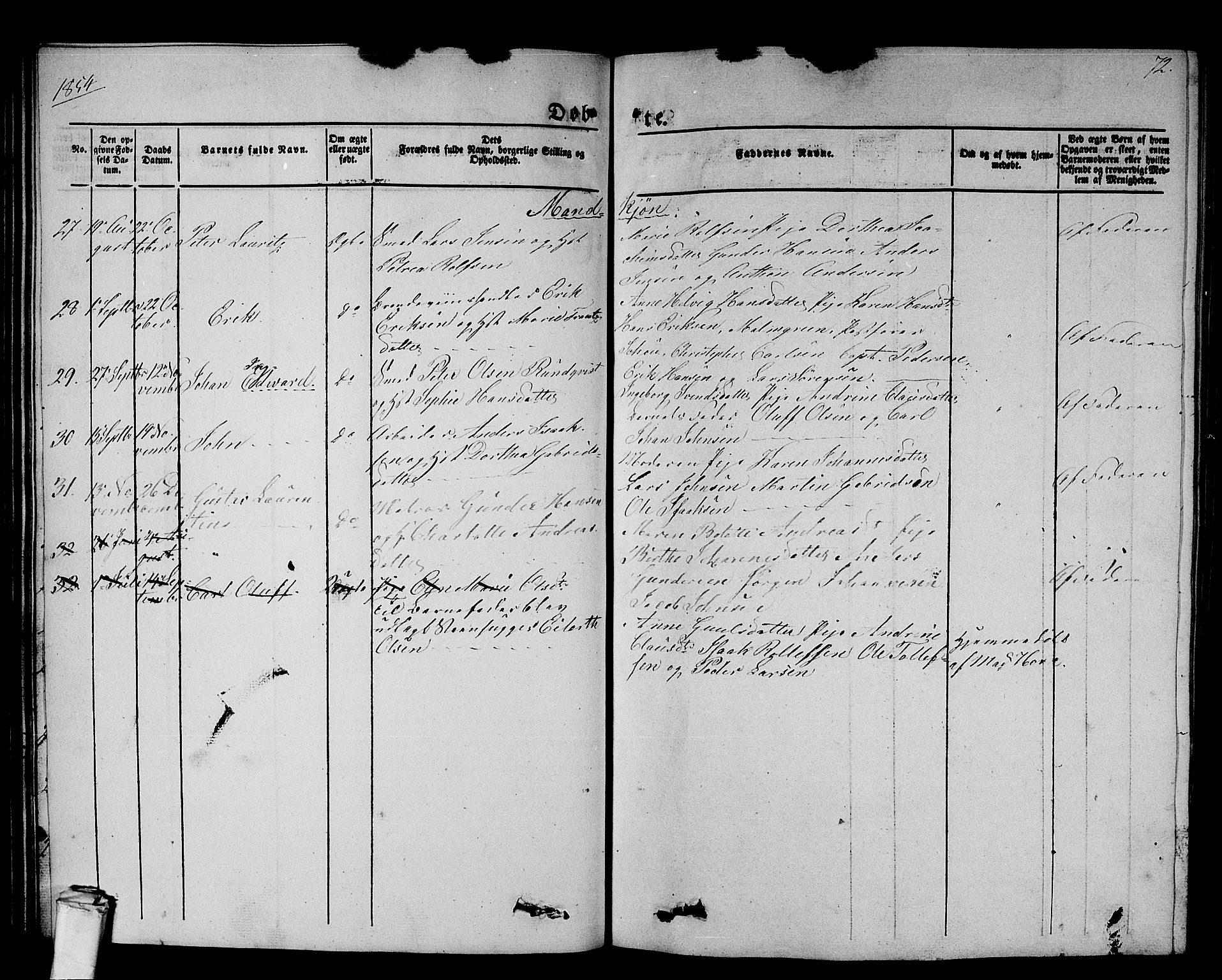 Larvik kirkebøker, AV/SAKO-A-352/G/Gb/L0002: Parish register (copy) no. II 2, 1843-1866, p. 72