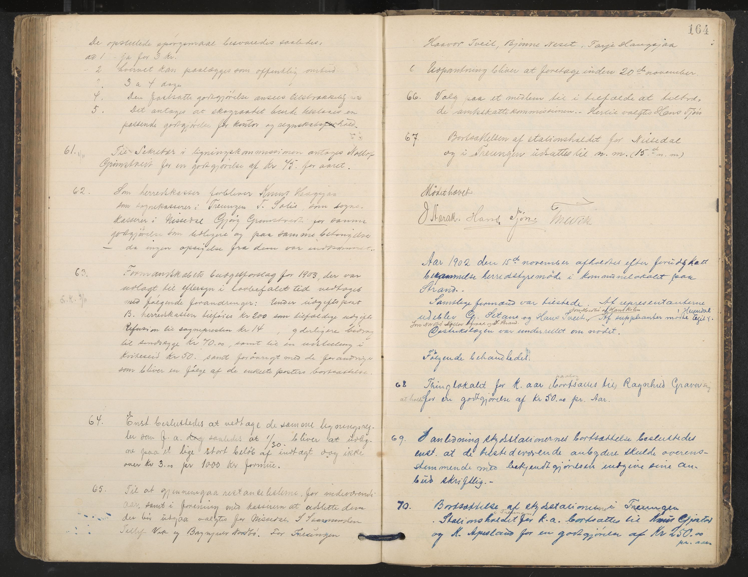 Nissedal formannskap og sentraladministrasjon, IKAK/0830021-1/A/L0003: Møtebok, 1892-1904, p. 164