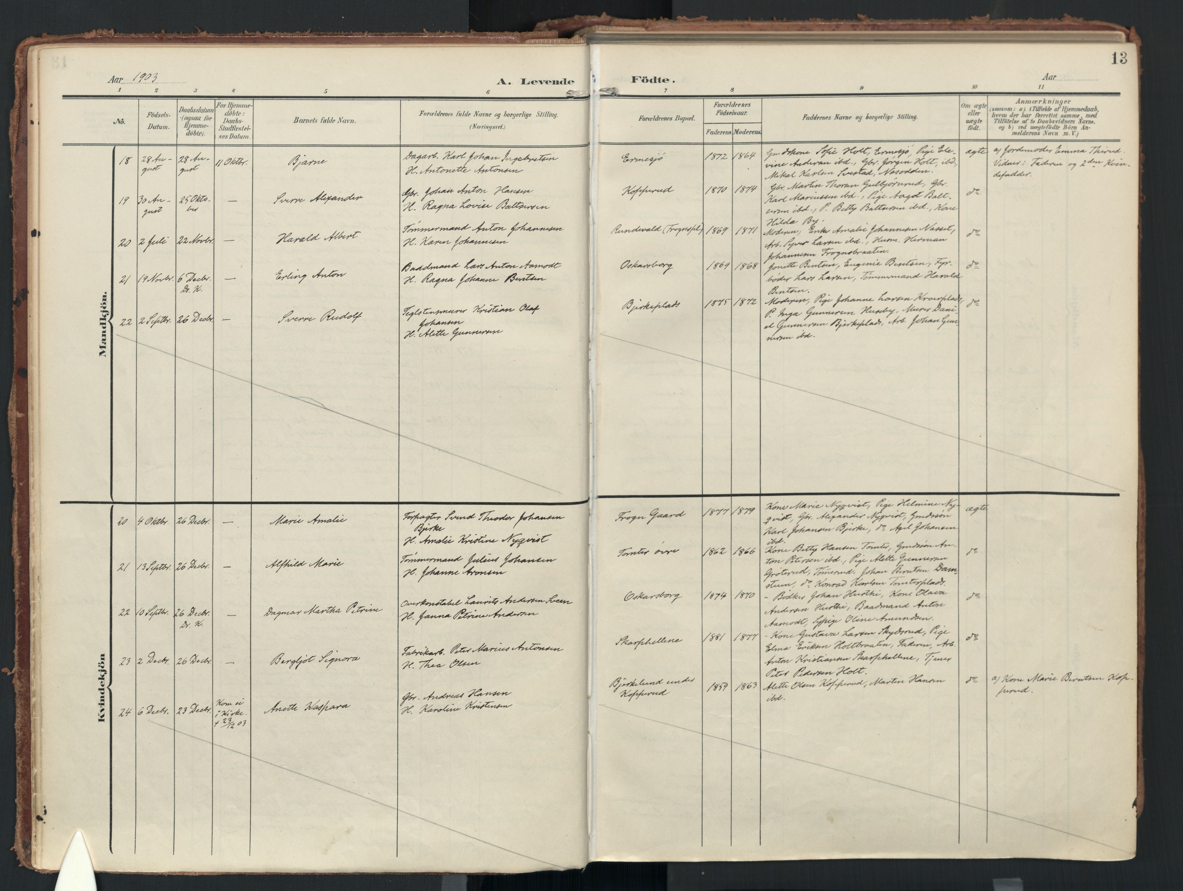 Drøbak prestekontor Kirkebøker, AV/SAO-A-10142a/F/Fc/L0003: Parish register (official) no. III 3, 1901-1920, p. 13