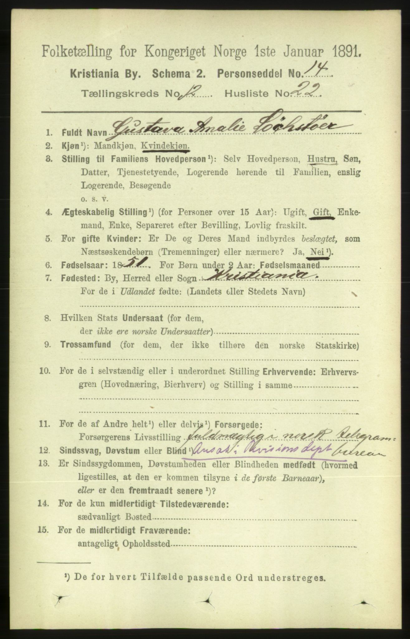 RA, 1891 census for 0301 Kristiania, 1891, p. 5855