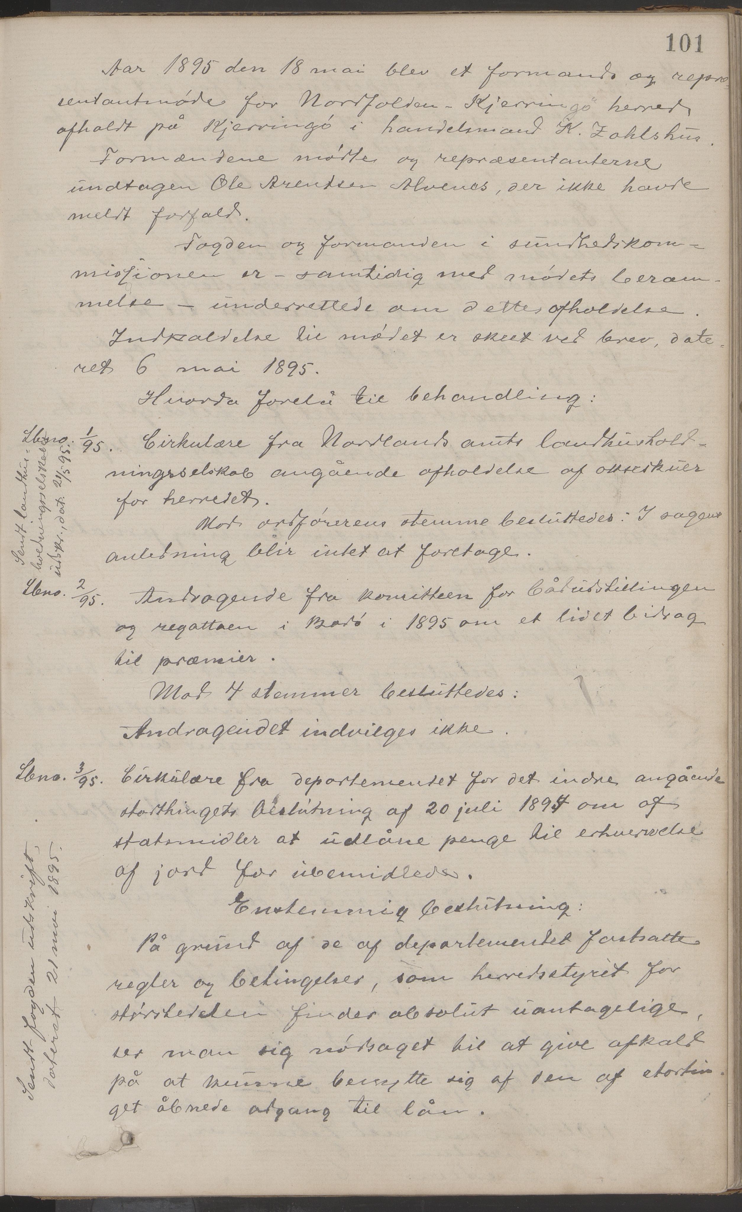 Nordfold kommune. Formannskapet, AIN/K-18461.150/A/Aa/L0001: Møtebok, 1887-1899, p. 101