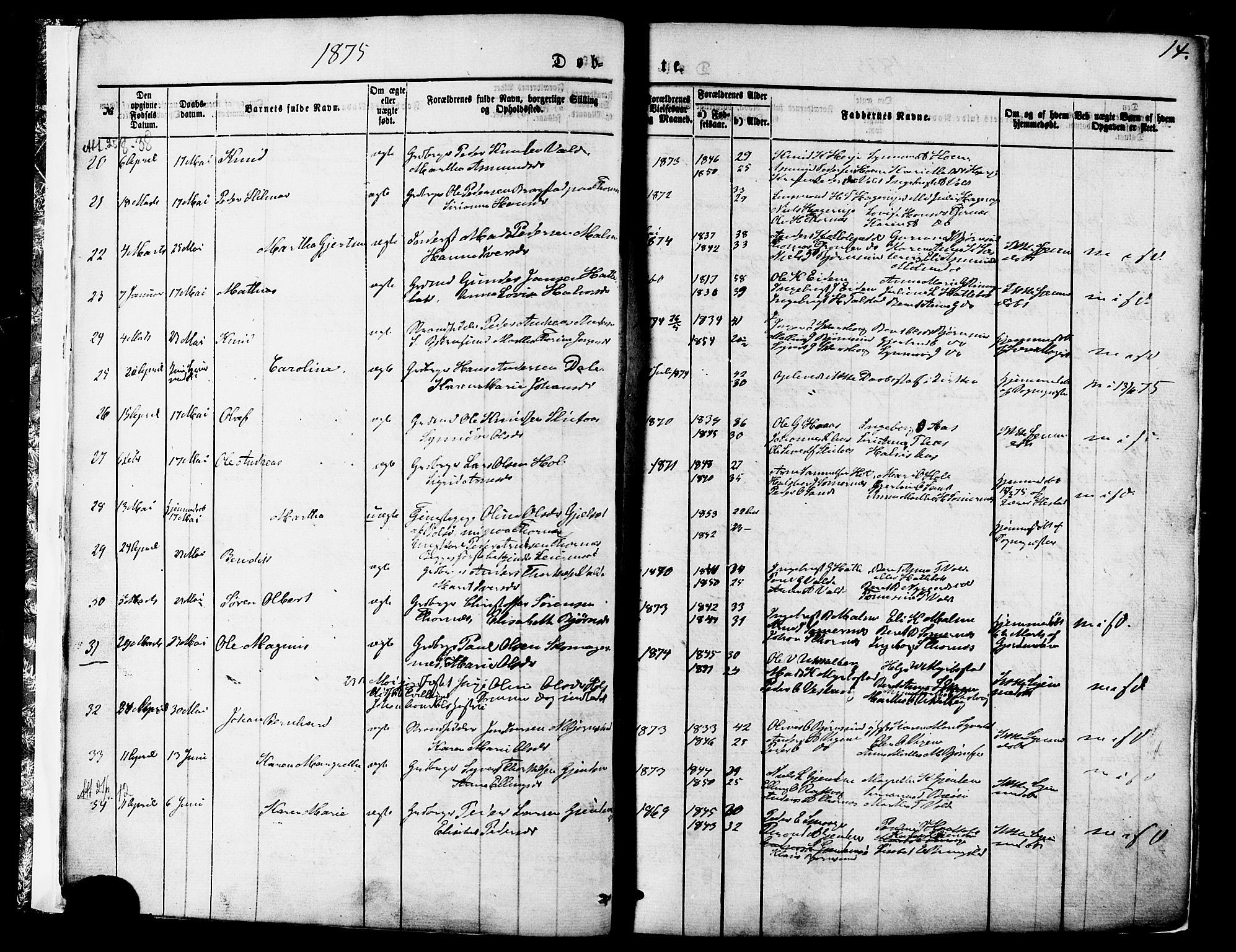 Ministerialprotokoller, klokkerbøker og fødselsregistre - Møre og Romsdal, AV/SAT-A-1454/565/L0749: Parish register (official) no. 565A03, 1871-1886, p. 14