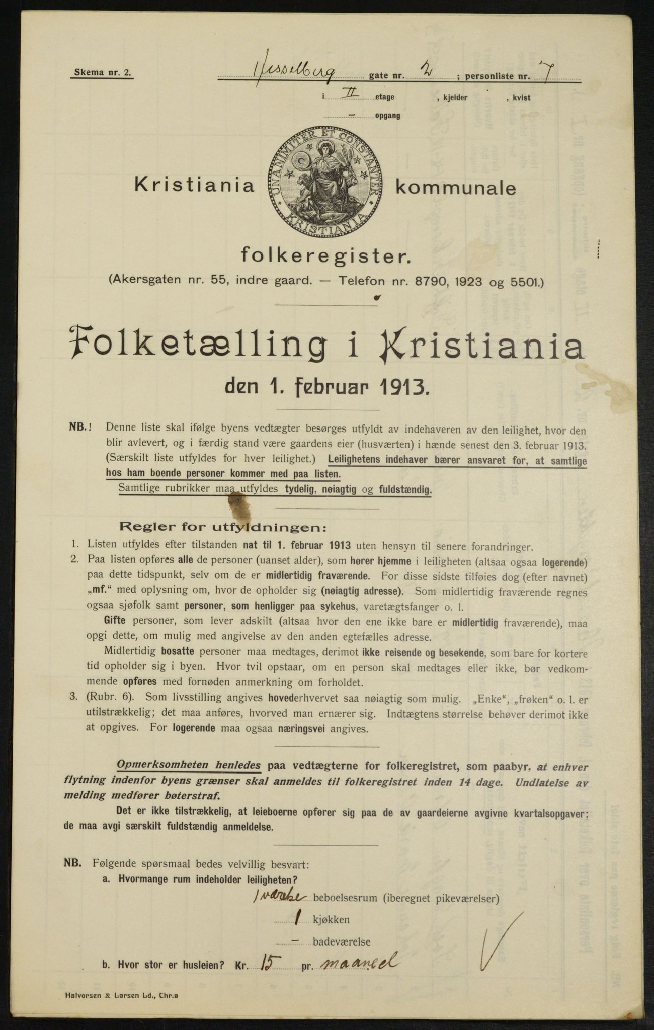 OBA, Municipal Census 1913 for Kristiania, 1913, p. 39687