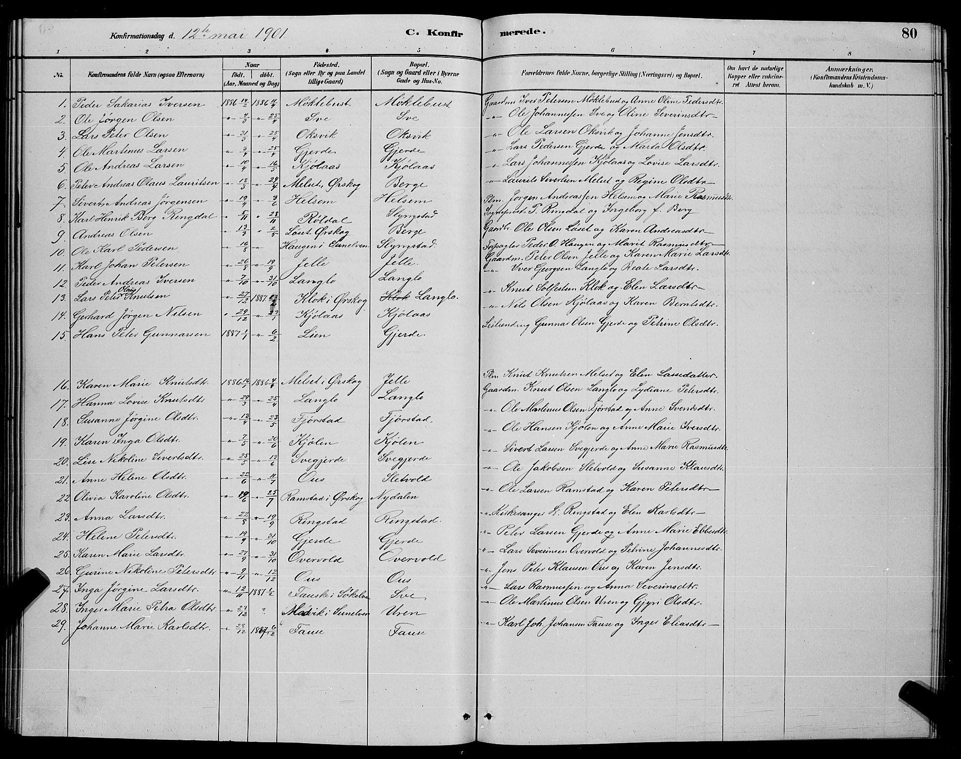 Ministerialprotokoller, klokkerbøker og fødselsregistre - Møre og Romsdal, SAT/A-1454/520/L0292: Parish register (copy) no. 520C04, 1882-1901, p. 80