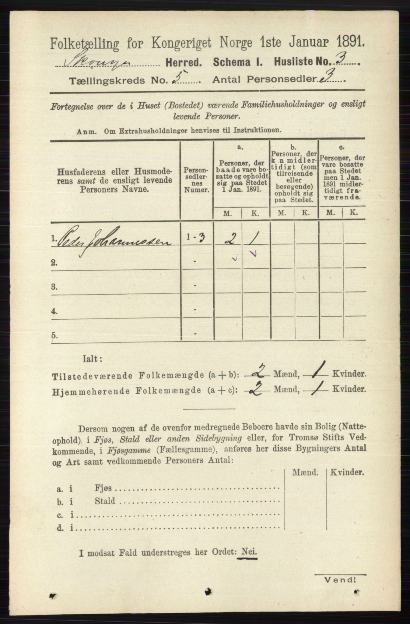 RA, 1891 census for 0712 Skoger, 1891, p. 3010