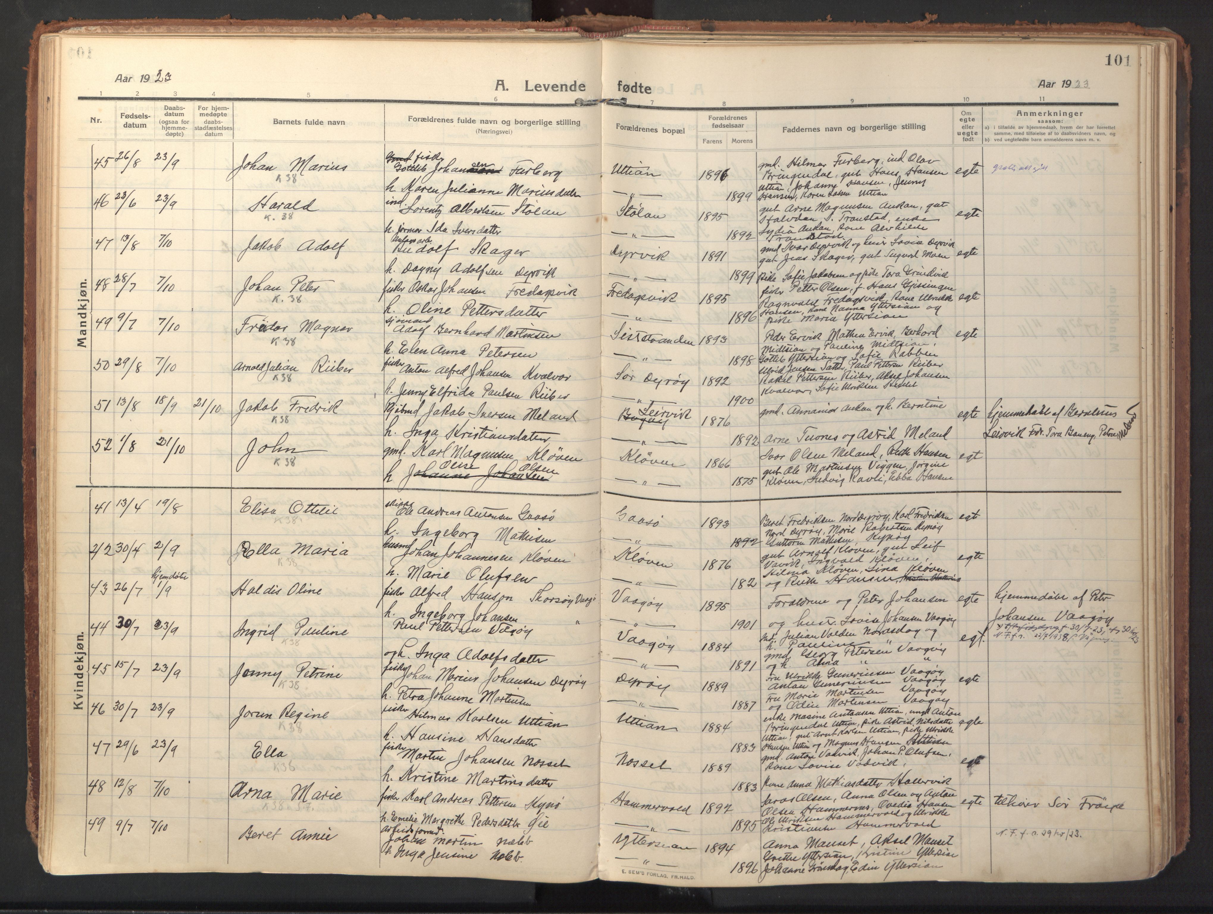 Ministerialprotokoller, klokkerbøker og fødselsregistre - Sør-Trøndelag, SAT/A-1456/640/L0581: Parish register (official) no. 640A06, 1910-1924, p. 101