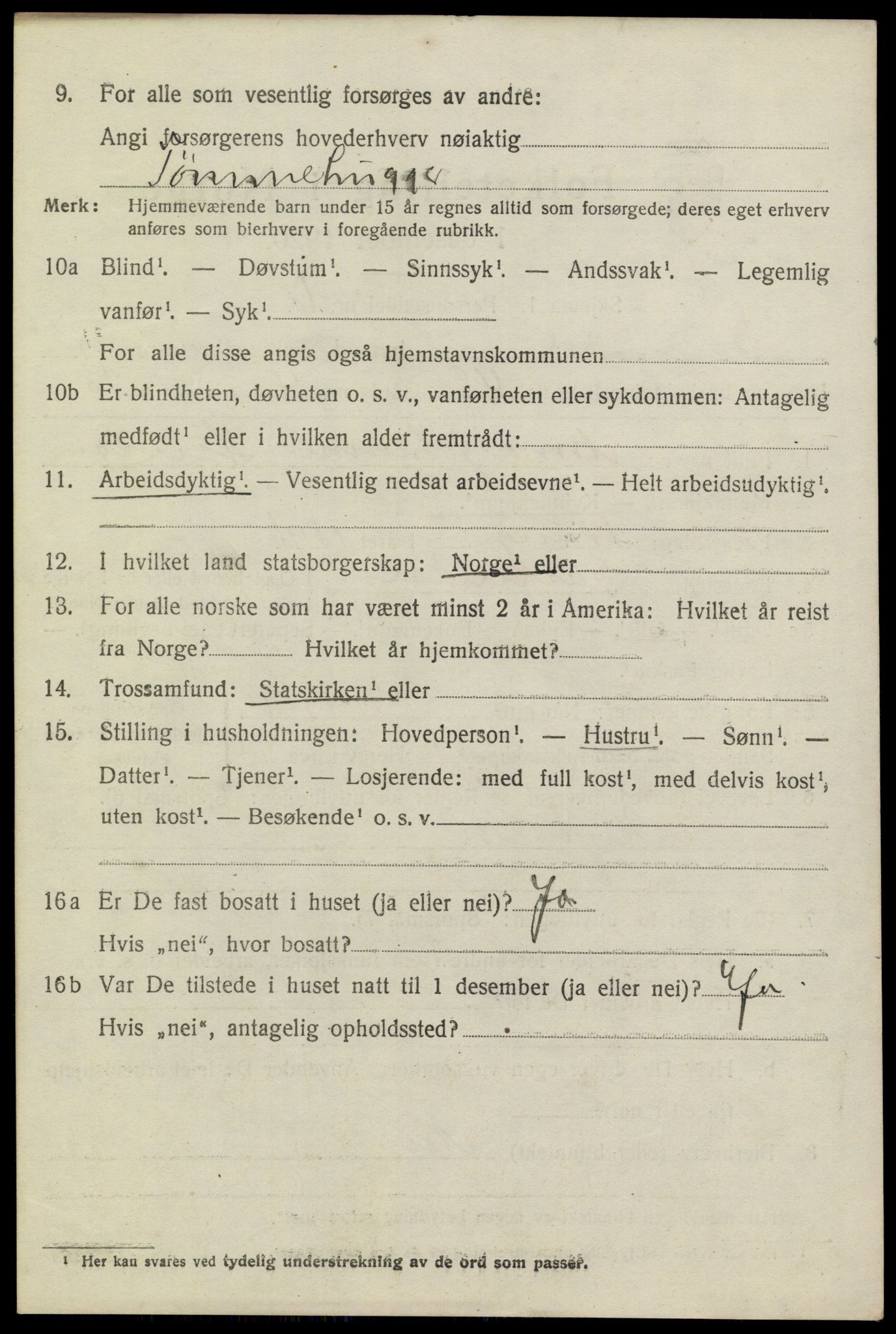 SAKO, 1920 census for Sannidal, 1920, p. 1612